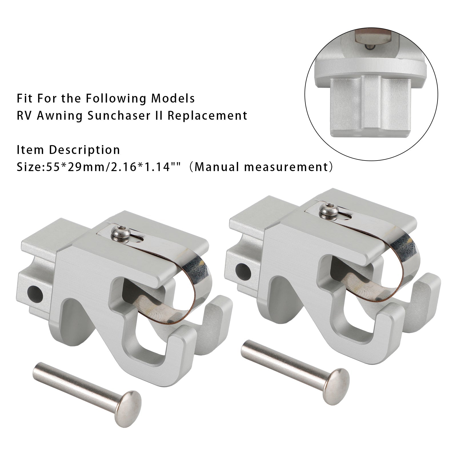 2PCS Alminum RV Rafter Claw Satin Hardware For Dometic SUNCHASER II Awning
