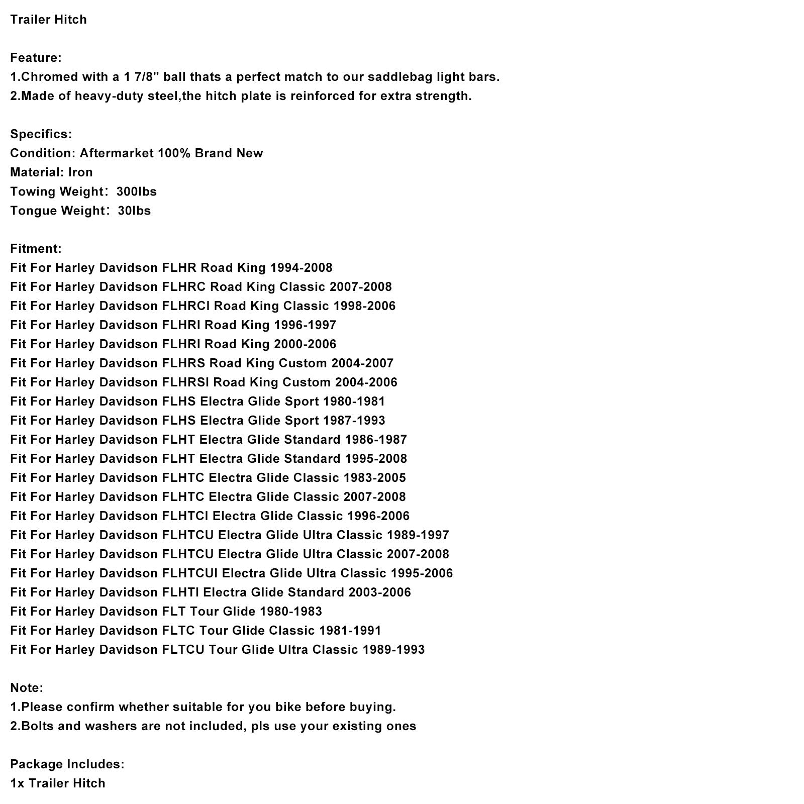 1980-1981 Harley Davidson FLHS Electra Glide Sport Trailer Hitch Ball