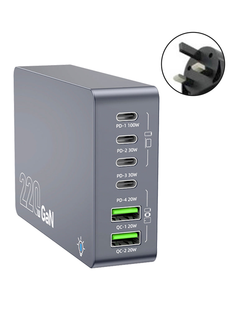 F8A Charging Station USB 6-Port Fast Charger PD100W Charging Stand Smart Charger