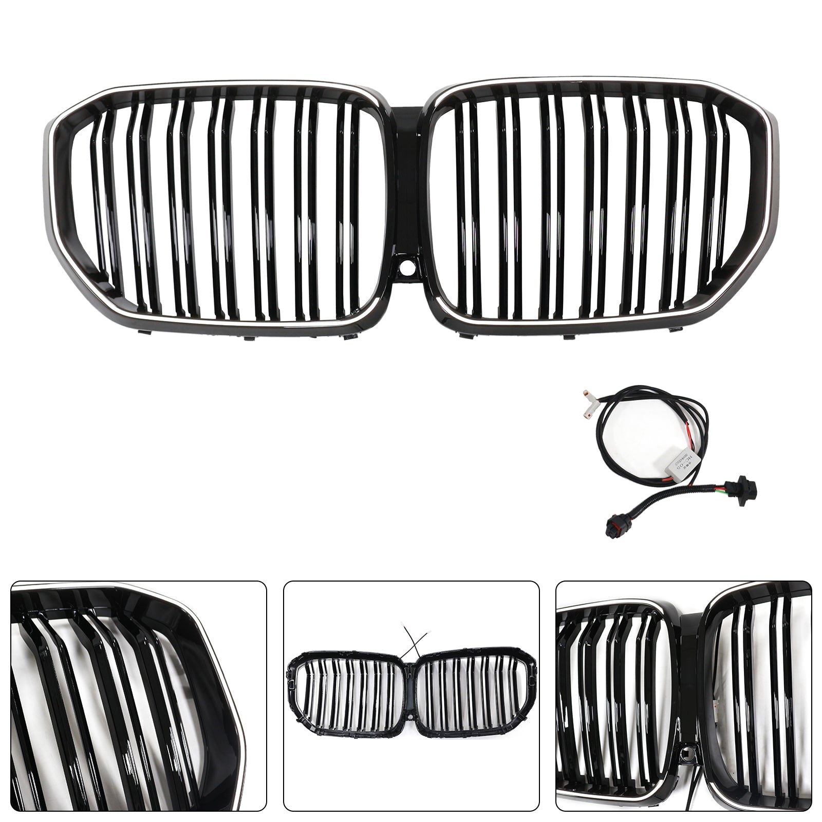 Double Slat Black Front Kidney Grille Fit BMW X5 G05 2019-2022 M-Performance