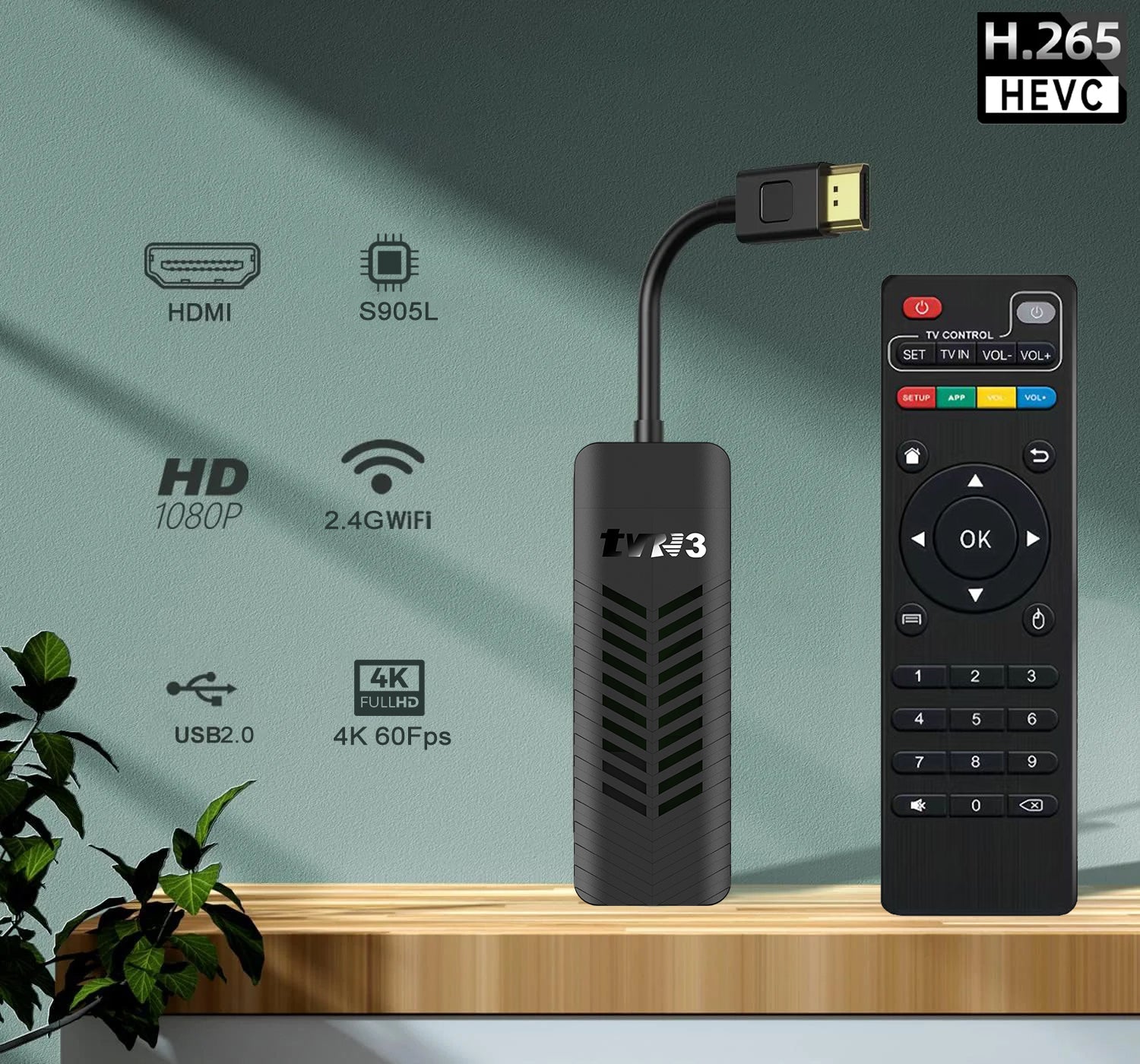 TVR3-S TV Stick Android 14 1GB 8GB Dongle Set-Top Box 4K Player Protable TV BOX