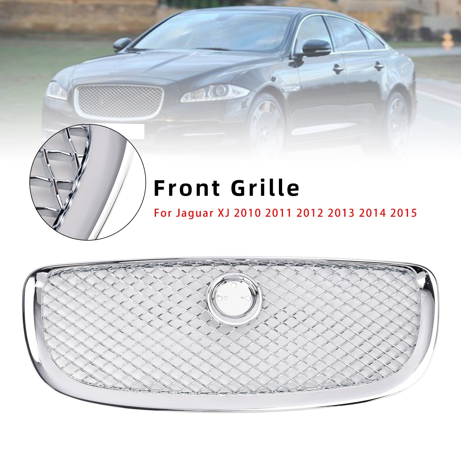 Chrome Front Bumper Grill Grille Fit Jaguar XJ 2010-2015