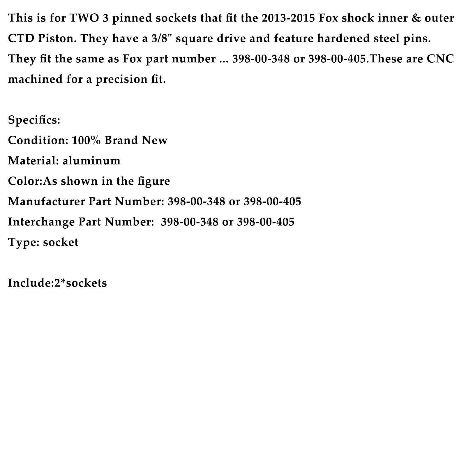 3 pin CTD piston set- Inner & Outer Sockets 398-00-348 & 398-00-504 For Fox