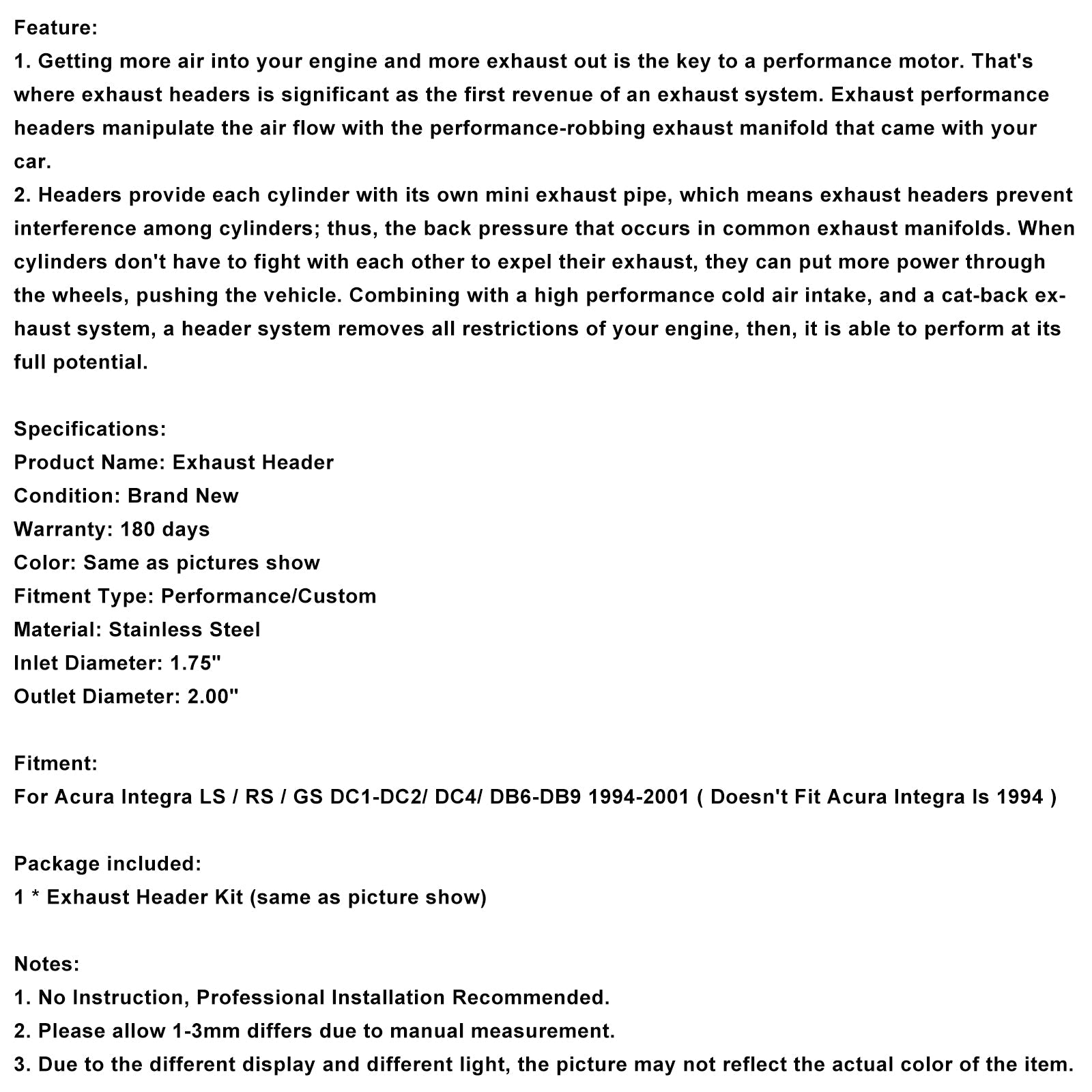 Stainless Steel Exhaust Manifold Header Fit Acura Integra 1.8L 1994-2001