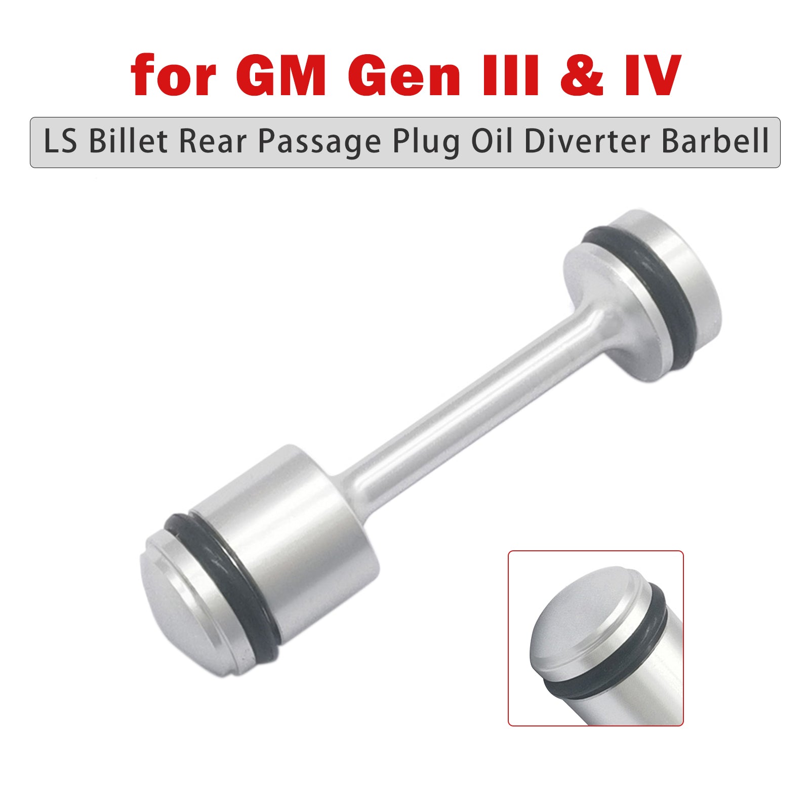 LS Billet Rear Passage Plug Oil Diverter Barbell for GM Gen III & IV