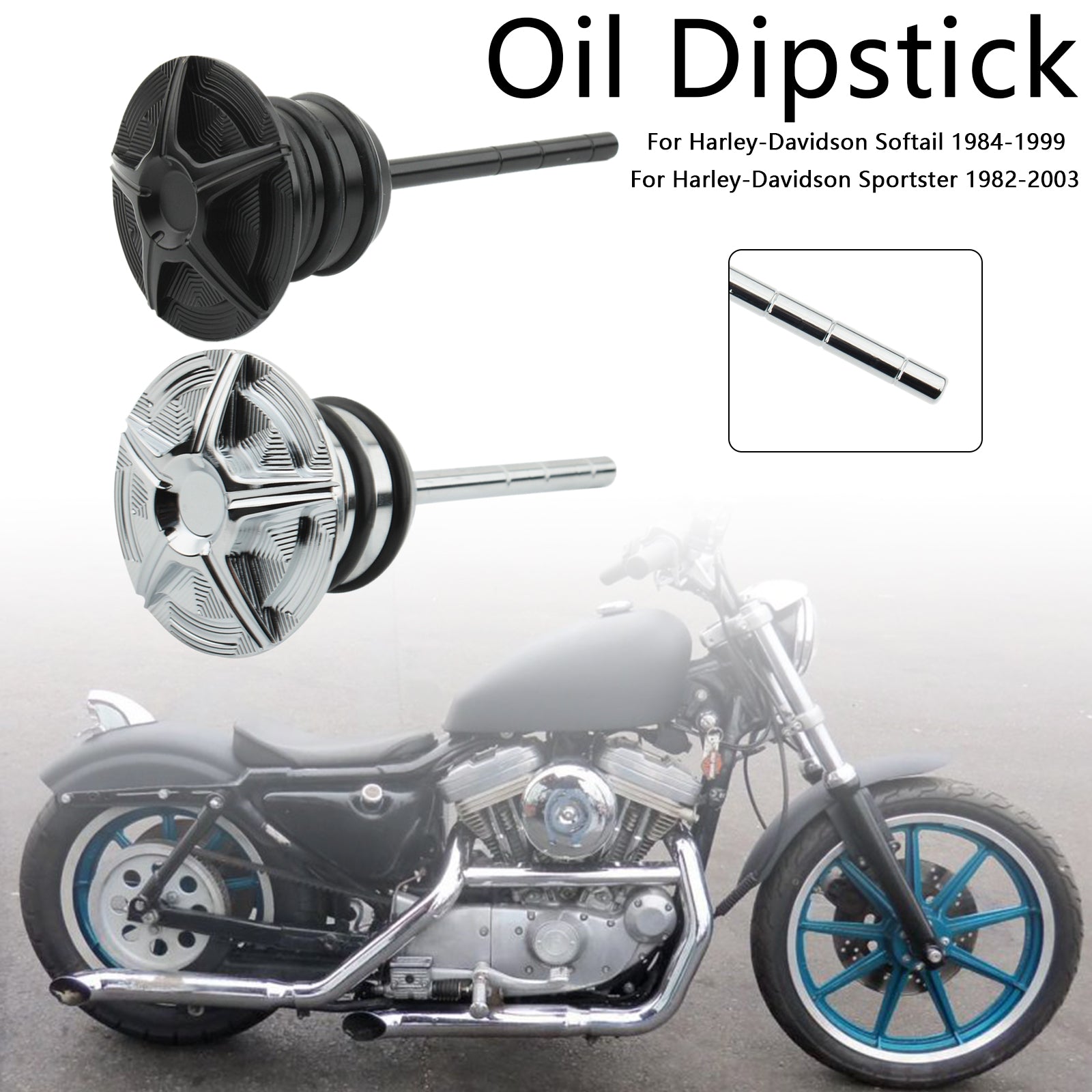 Oil Dipstick Tank Cap Plug For Softail 84-99 Sportster 82-03