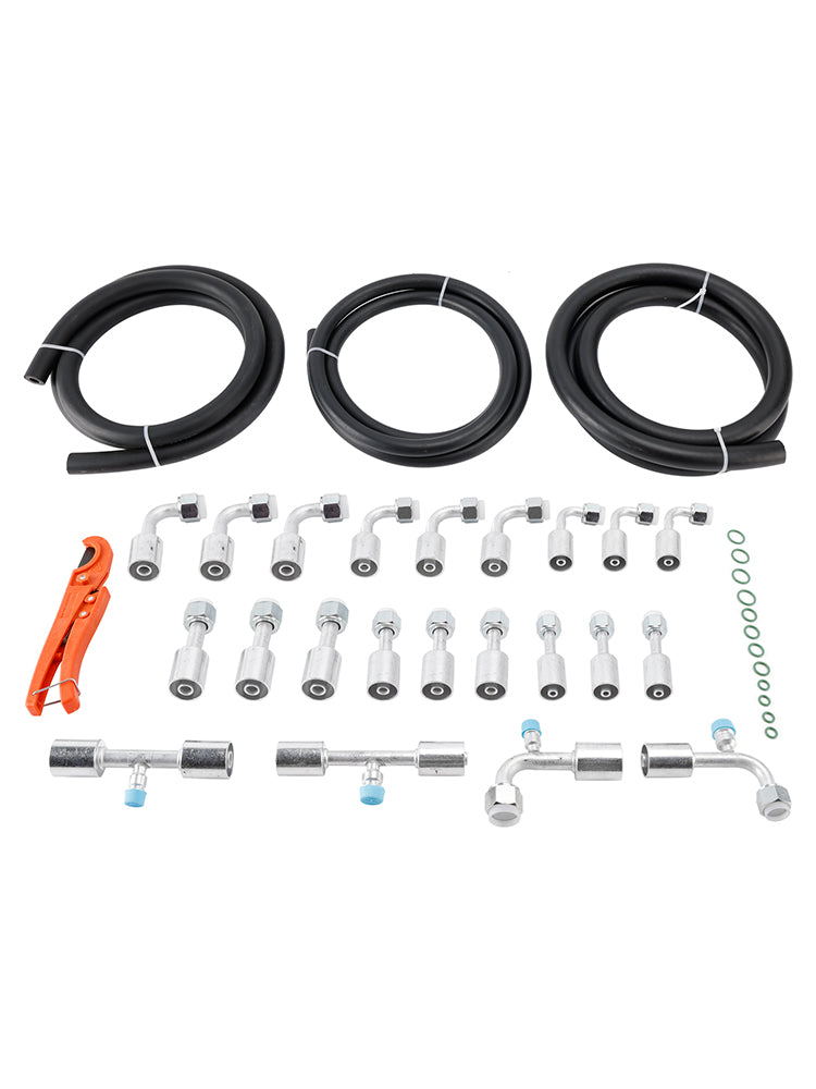 26PCS 9.5ft Air Conditioning Hose and Fitting Kit Includes 9.5ft #6#8#10 AC Hose