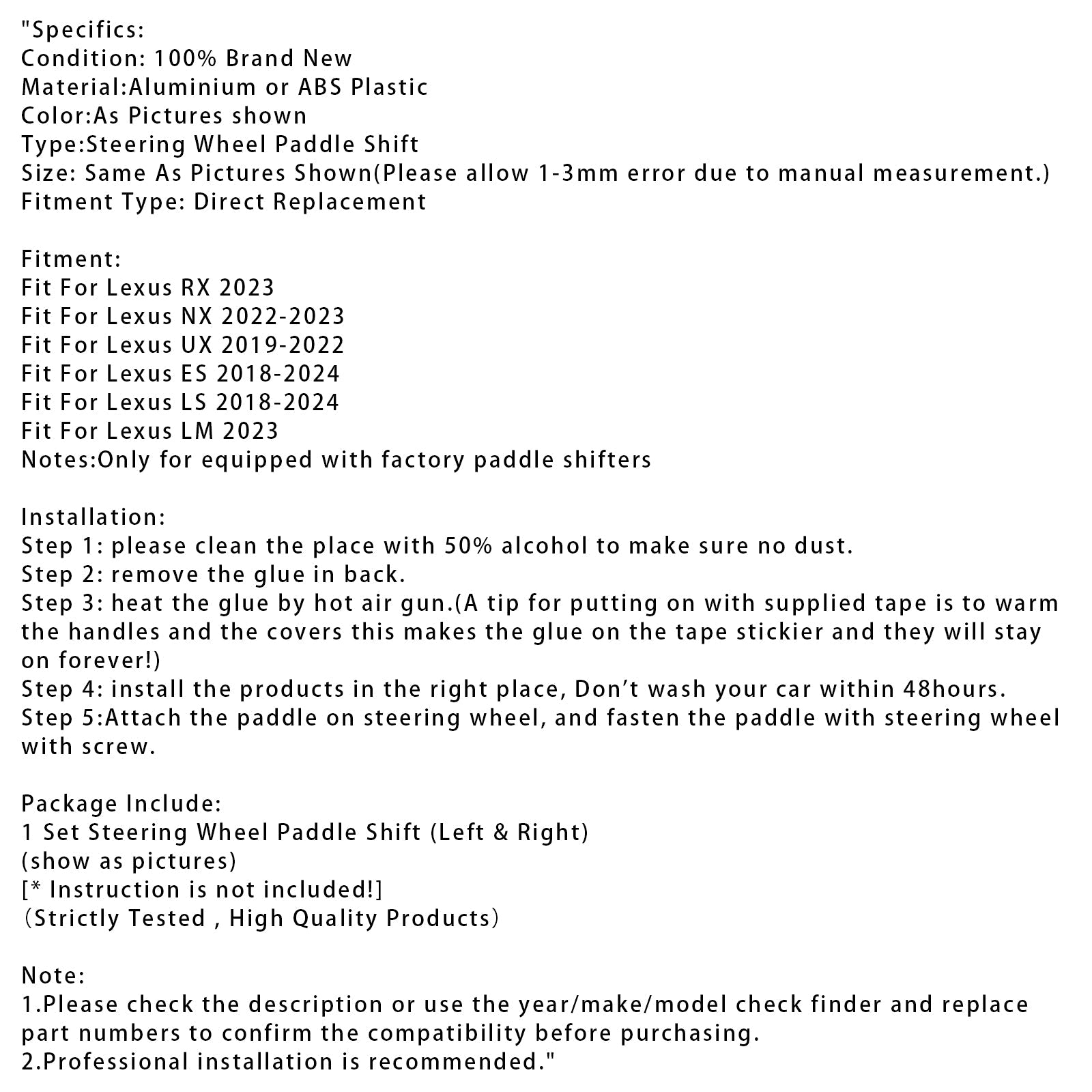 Lexus RX NX Steering Wheel Paddle Shifter Extension