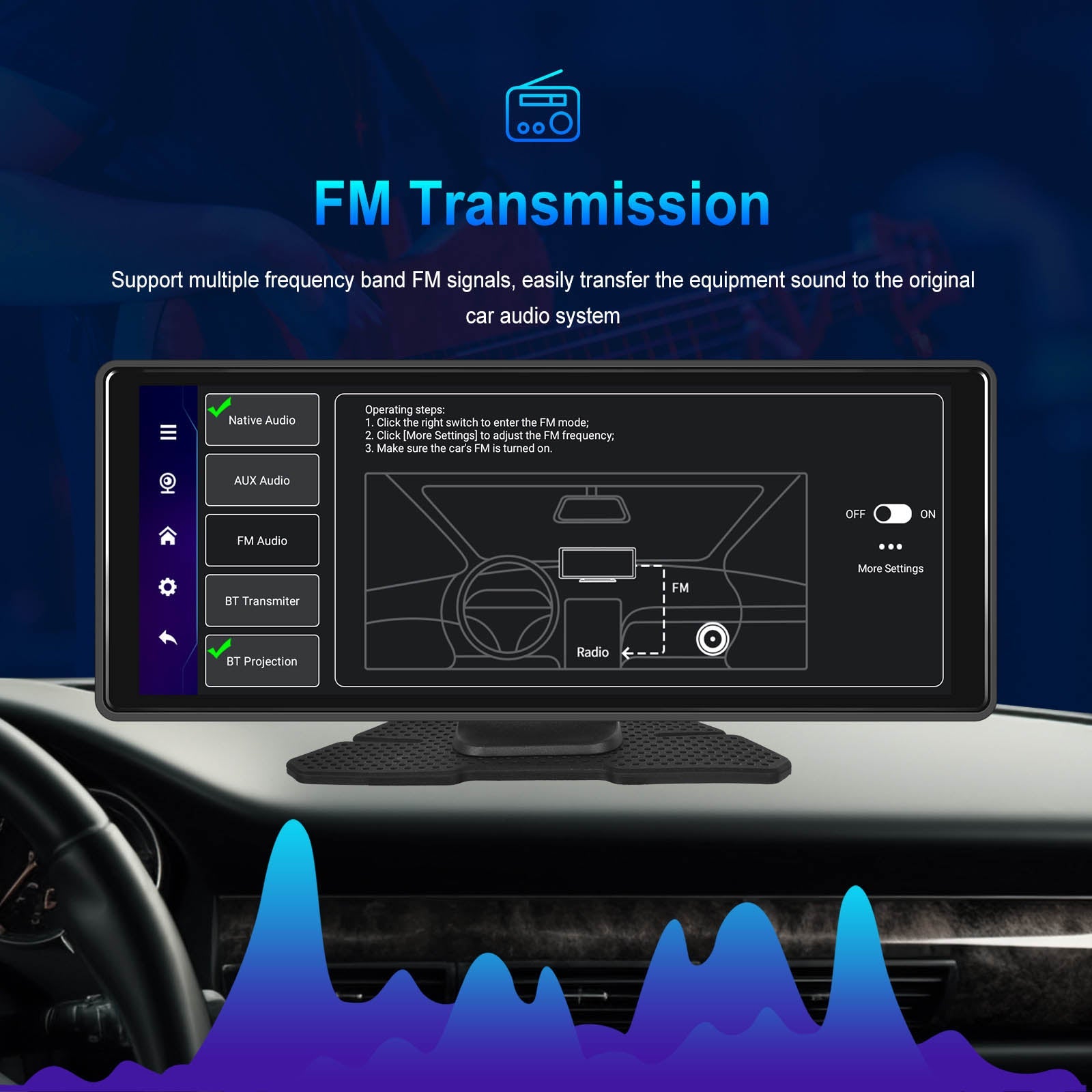 10.26"Bluetooth Car Navigation Carplay HD Large Touch Screen Recorder AHD Camera