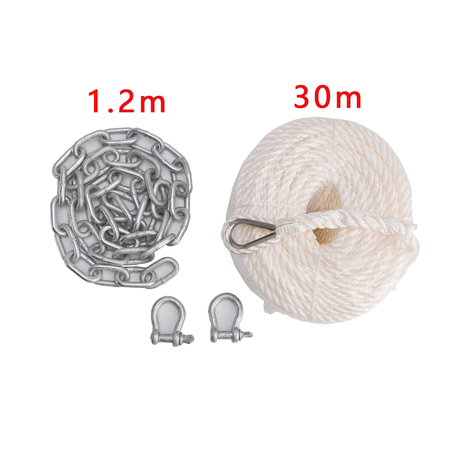 Kit Galvanized Boat Anchor 13Lbs Sliding Anchor & Chain & Rope Silver For Boat 13lbs