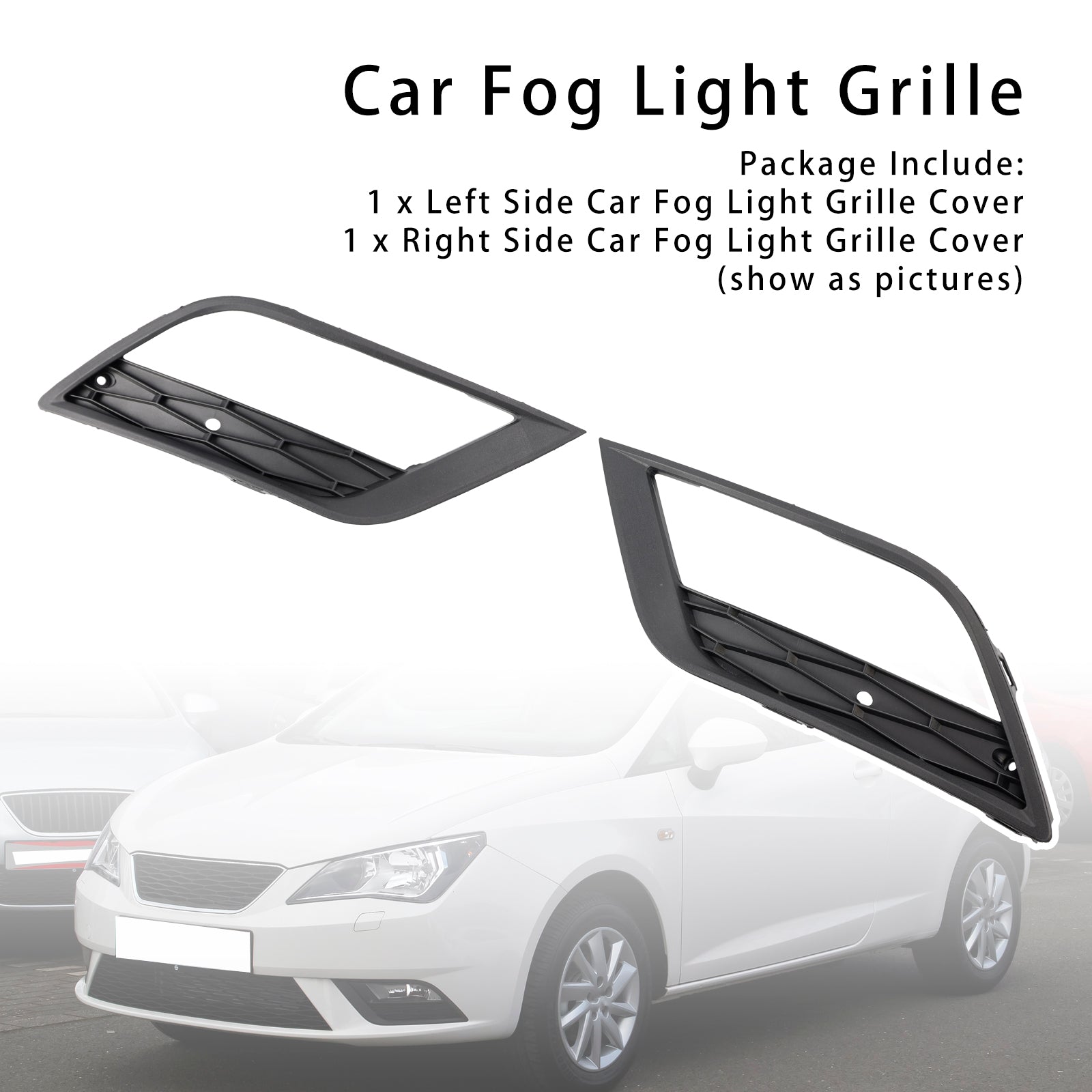 2013-2016 Seat Ibiza MK4 2X Car Front Bumper Fog Light Grilles 6J0853665F 6J0853666F