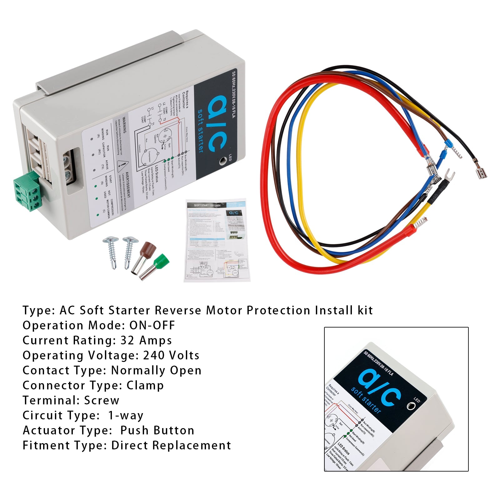 08-16A Soft Start Module For 1.75-3.5 Ton AC Units Reverse Motor Protection
