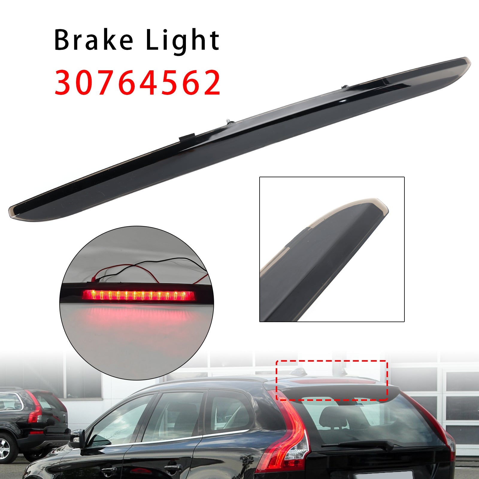 2008-2017 Volvo XC60 Rear Third Brake Light Lamp 30764562 31420367 Black