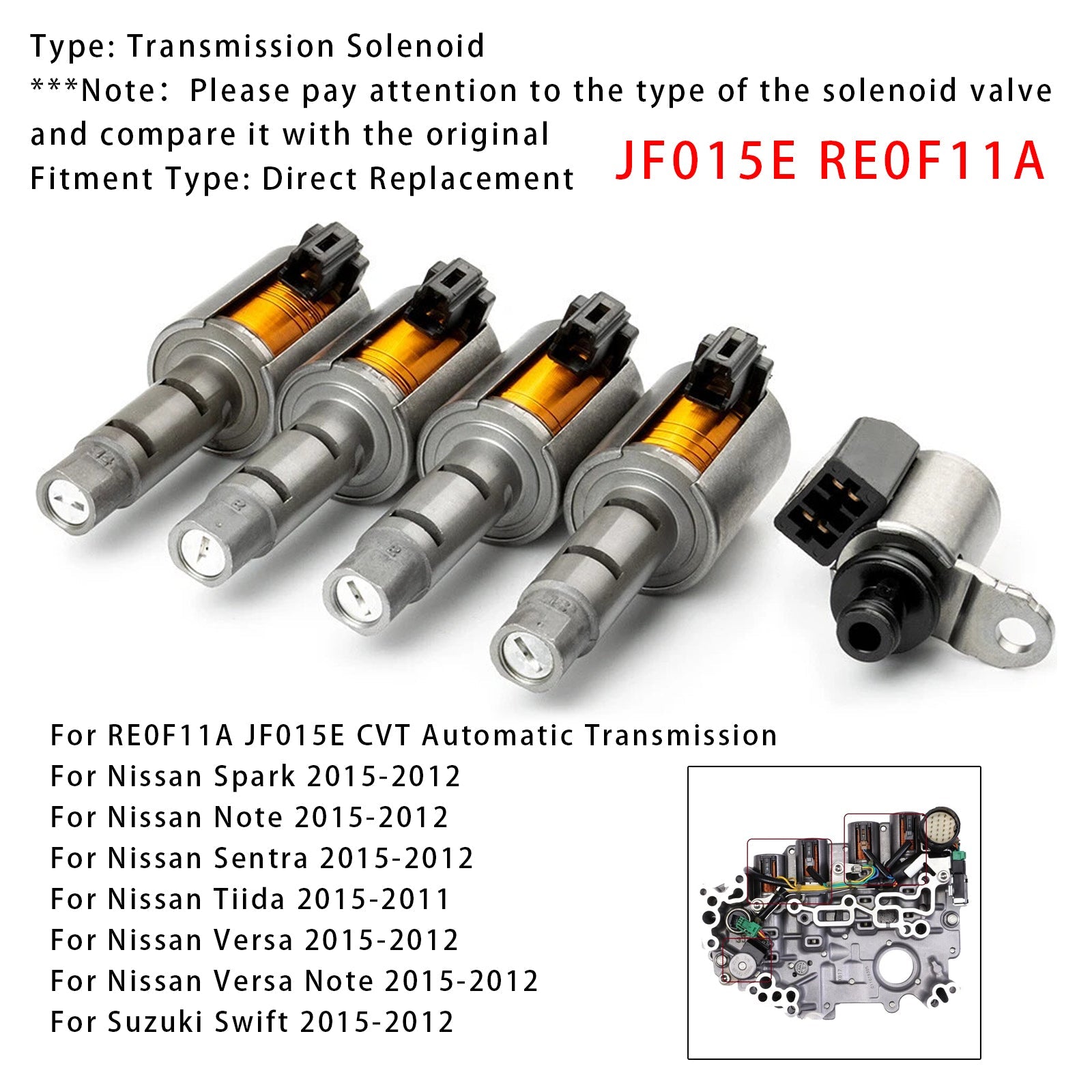 2012-2015 Nissan Versa JF015E RE0F11A CTV Transmission Solenoid Kit