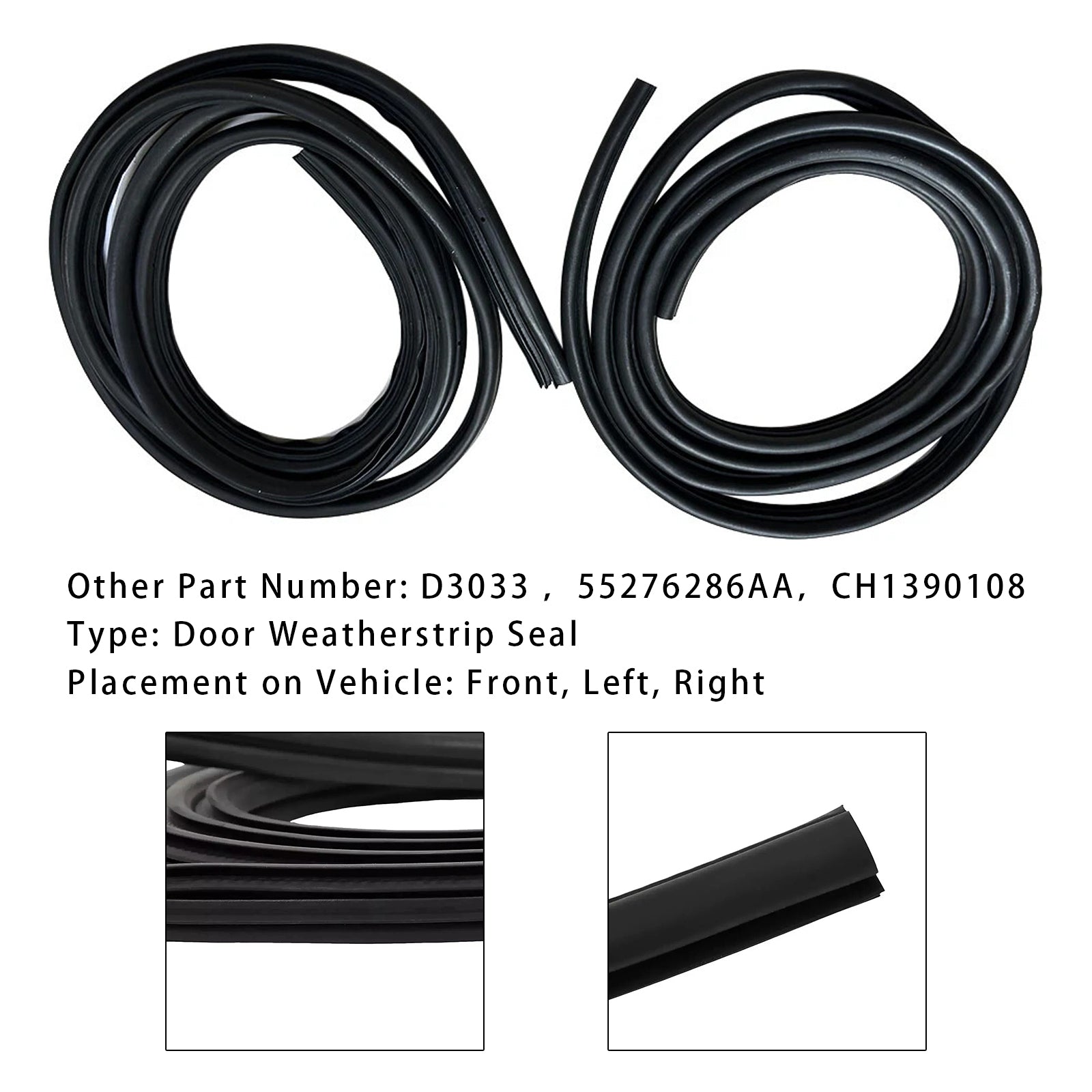 2PCS Front Door Weatherstrip Seal For Dodge Ram 1500 2500 3500 1994-2002