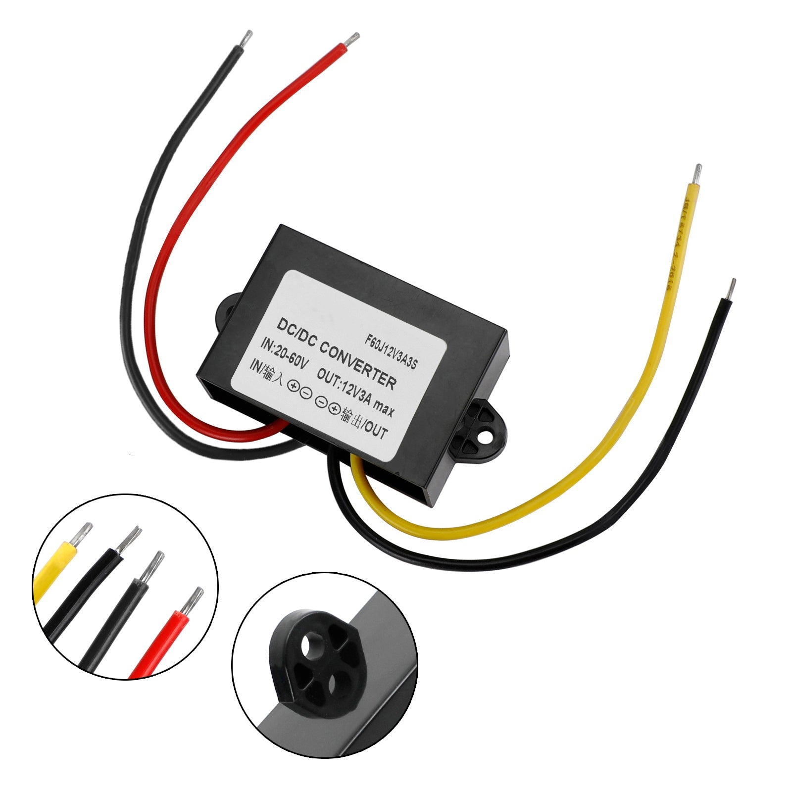 DC 20-60V To DC12V 3A 36W Converter Regulator Power Supplies Transformer