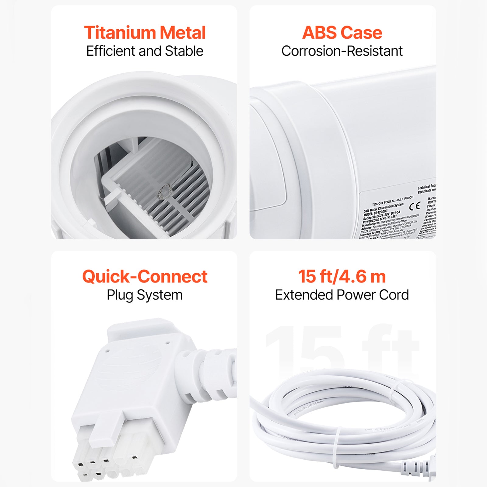 Salt Chlorine Generator 20CELL-15/89420001 40,000 Gallons For Swimming Pool