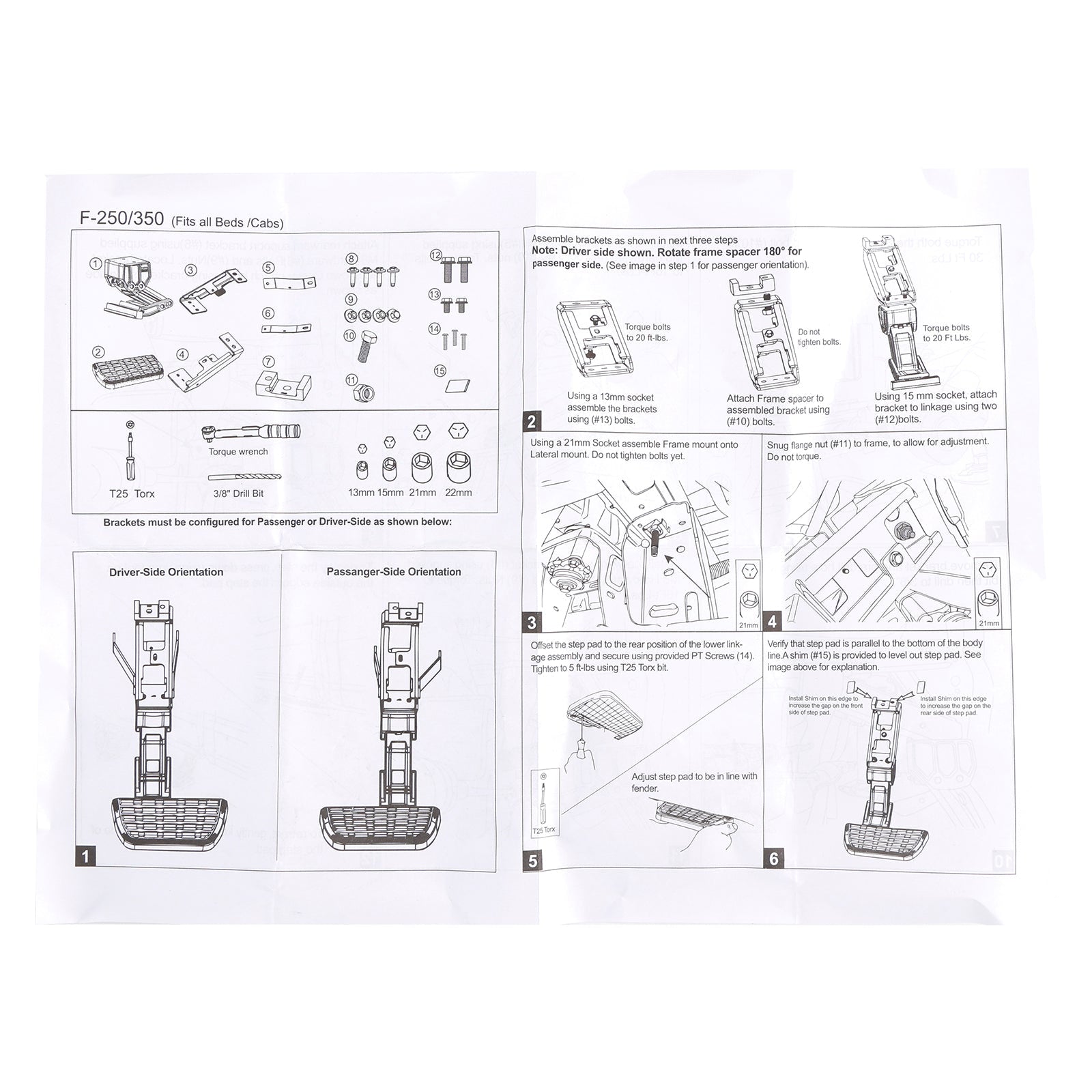 Bed Side Step Retractable Step 75413-01A For Ford F250 F350 Super Duty 2017-2022