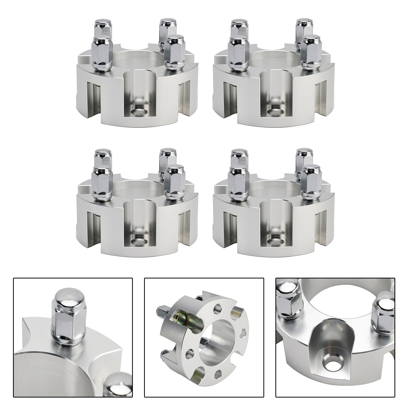 Yamaha Club Car Ezgo 2" Wheel Spacers Kit Cable Golf Carts Lug Nuts Silver