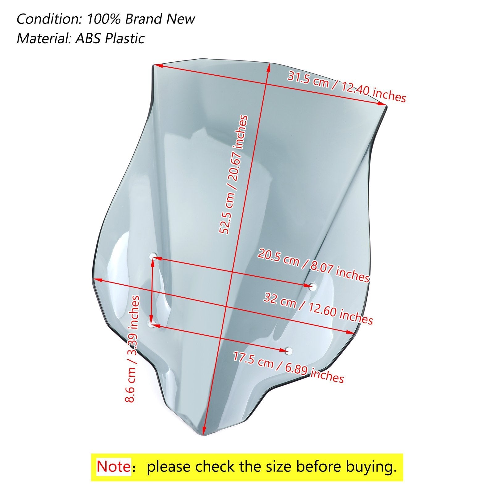 ABS Plastic Motorcycle Windshield Windscreen for Honda CB500X 2016-2023 Generic