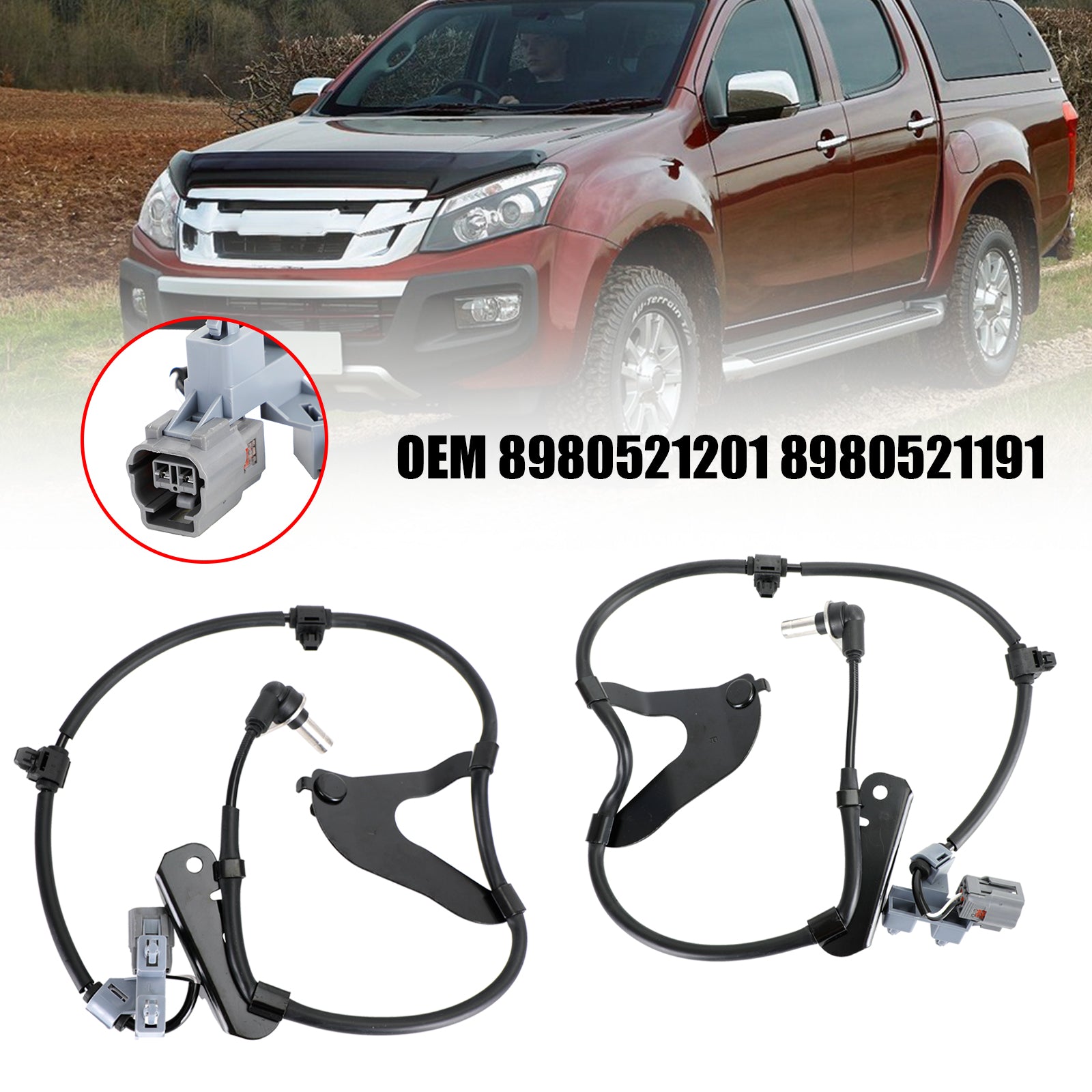 2*ABS Wheel Speed Sensor Front L & R For Isuzu D-Max 2.5 Twin Turbo 2012-2019 Generic