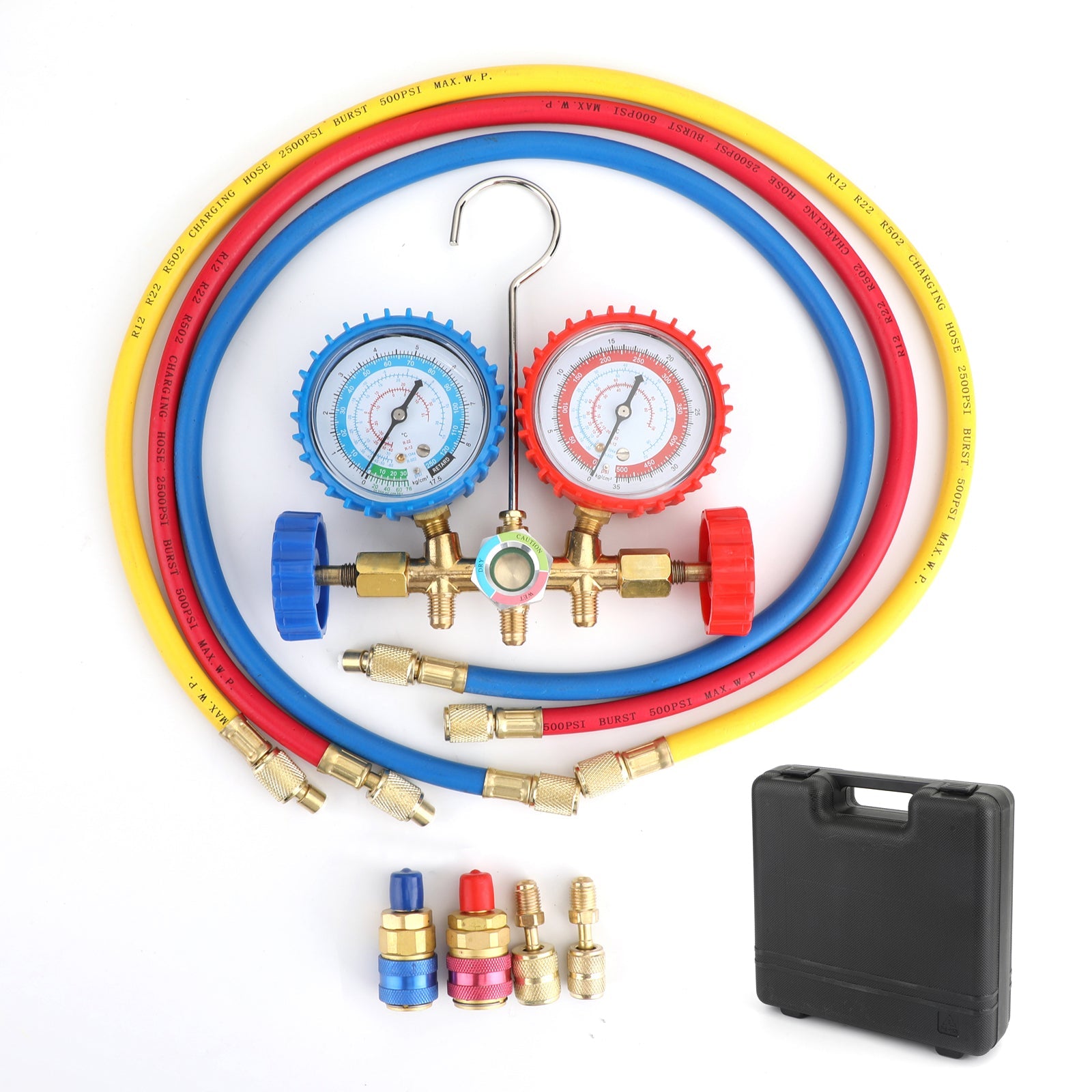 R410A R22 Manifold Gauge Set AC A/C Color Hose Air Conditioner HVAC 66"