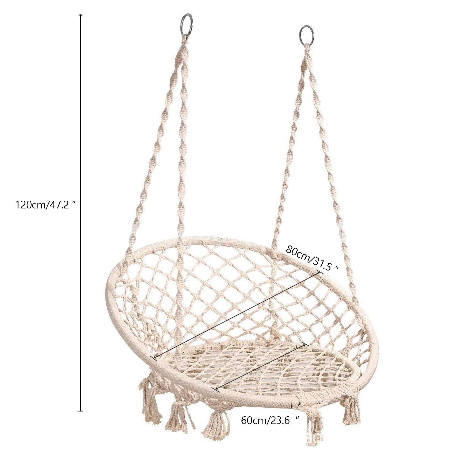Hammock Chair Rope Hanging Swing Round Indoor Ourdoor Patio Bedroom Hammock
