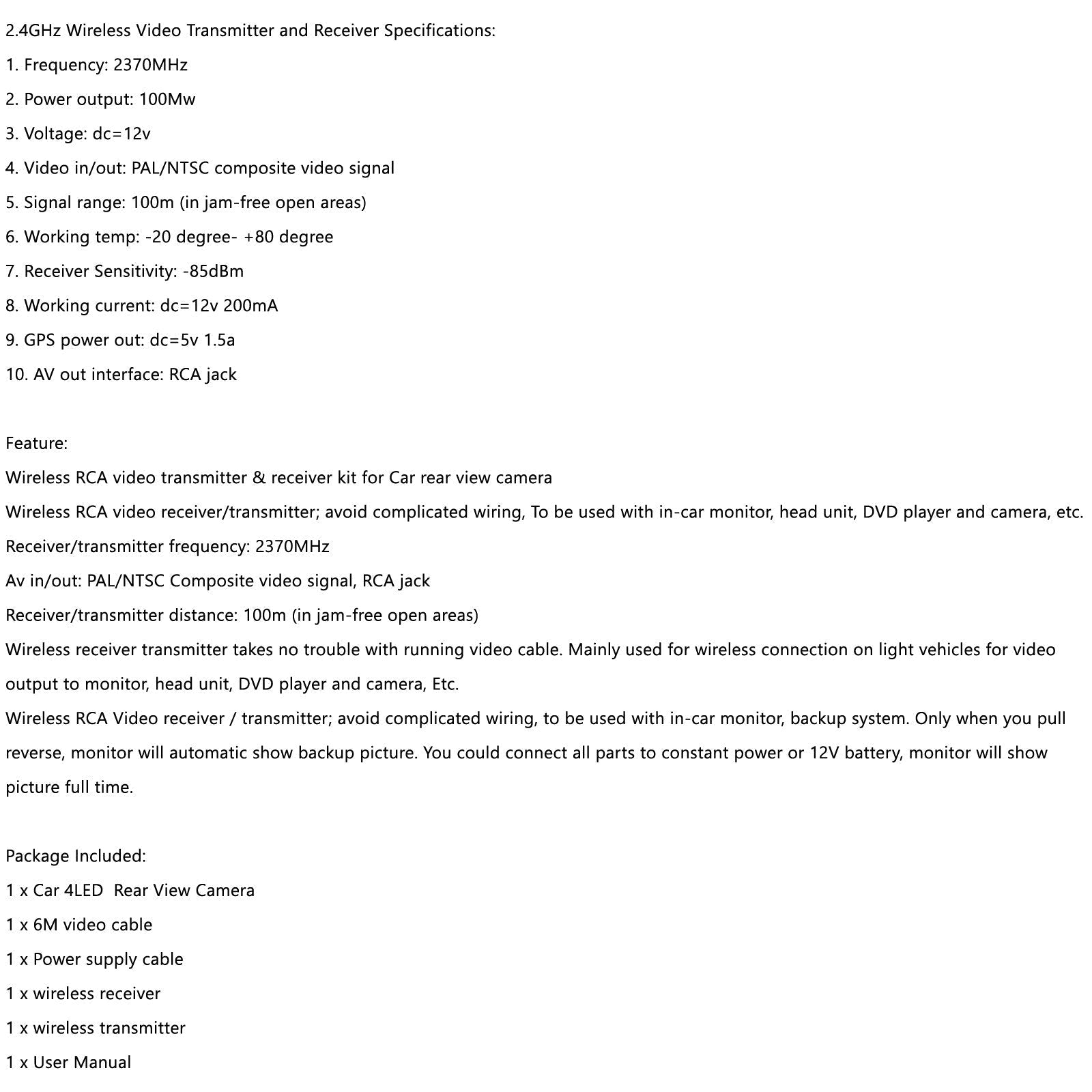 Wireless 4LED Car Rear Camera Fit for Qashqai X-Trail Geniss Sunny Pathfinder