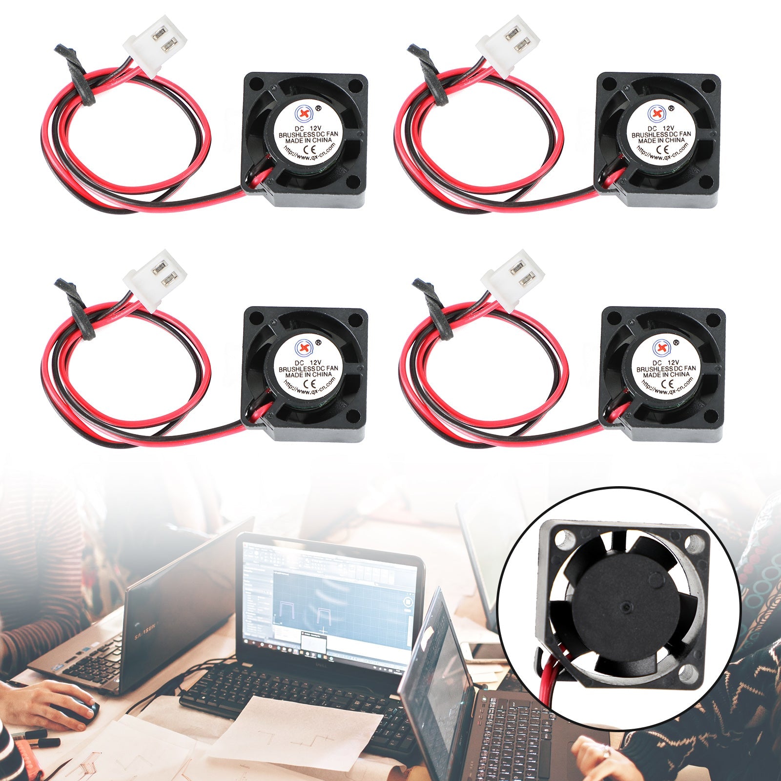 무브러시 DC 냉각 블로워 팬 12V 0.05A 2010 20x20x10mm 슬리브 2핀 와이어