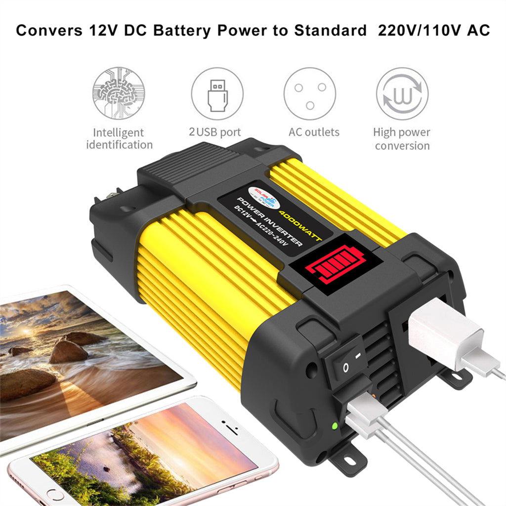 4000W 차량용 사인파 인버터 (LED 디스플레이 포함) DC 12V ~ AC 220V 인버터