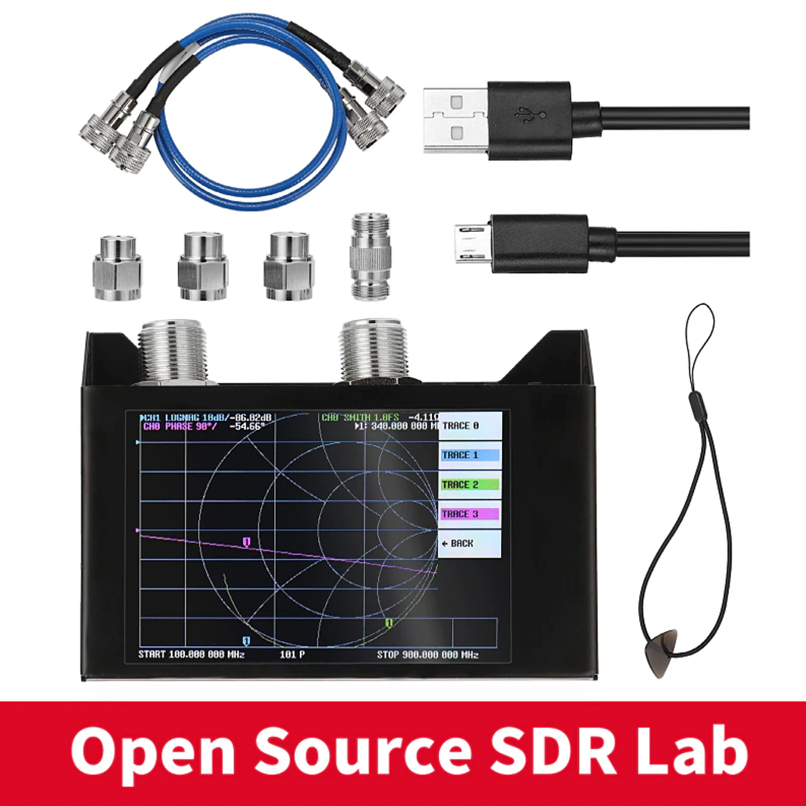 SAA-2N NanoVNA V2 4.0" LCD Vector Network Analyzer 50KHz-3GHz Antenna Analyzer