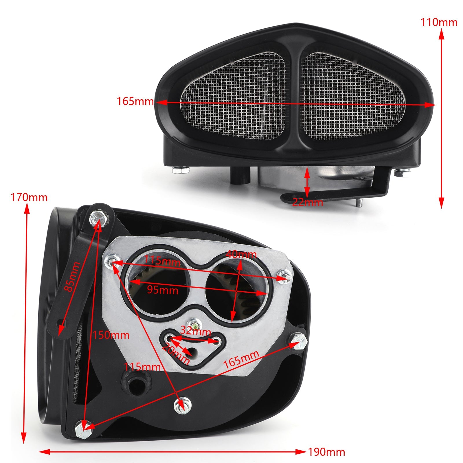 Black Air Intake Filter Kit Air Intake Cleaner System Black Air Intake Kit w/FILTER Black 06-0267B 06-0267B Generic