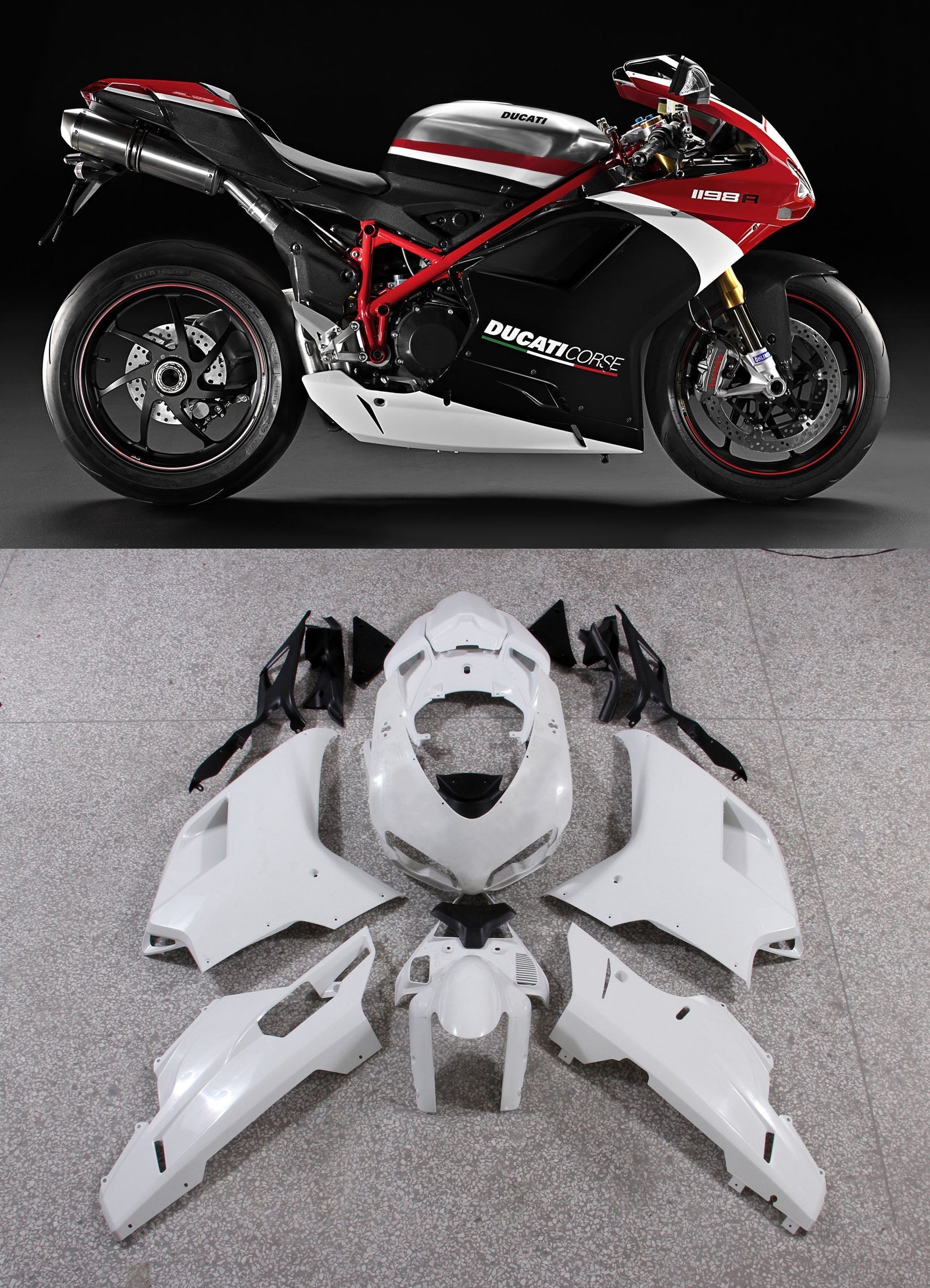 Fairings for 2007-2012 Ducati 1098 1198 848 Red Black 1198 Generic