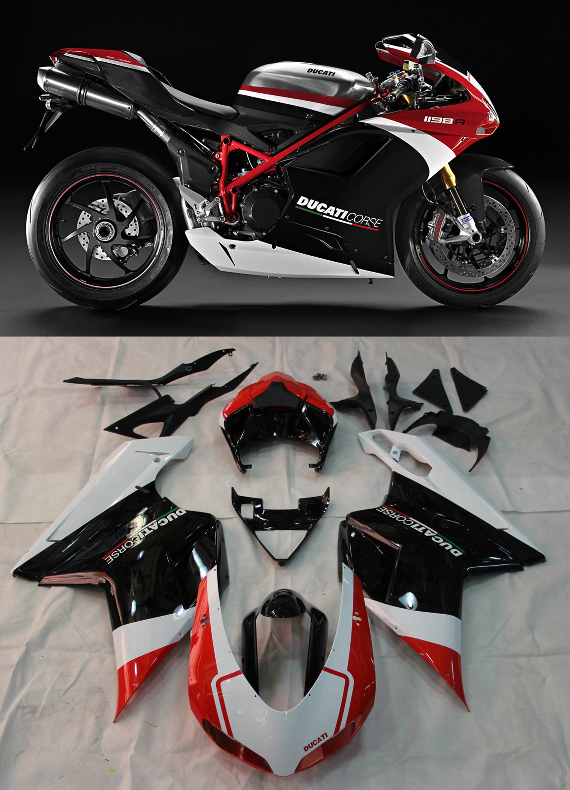 Fairings for 2007-2012 Ducati 1098 1198 848 Red Black 1198 Generic