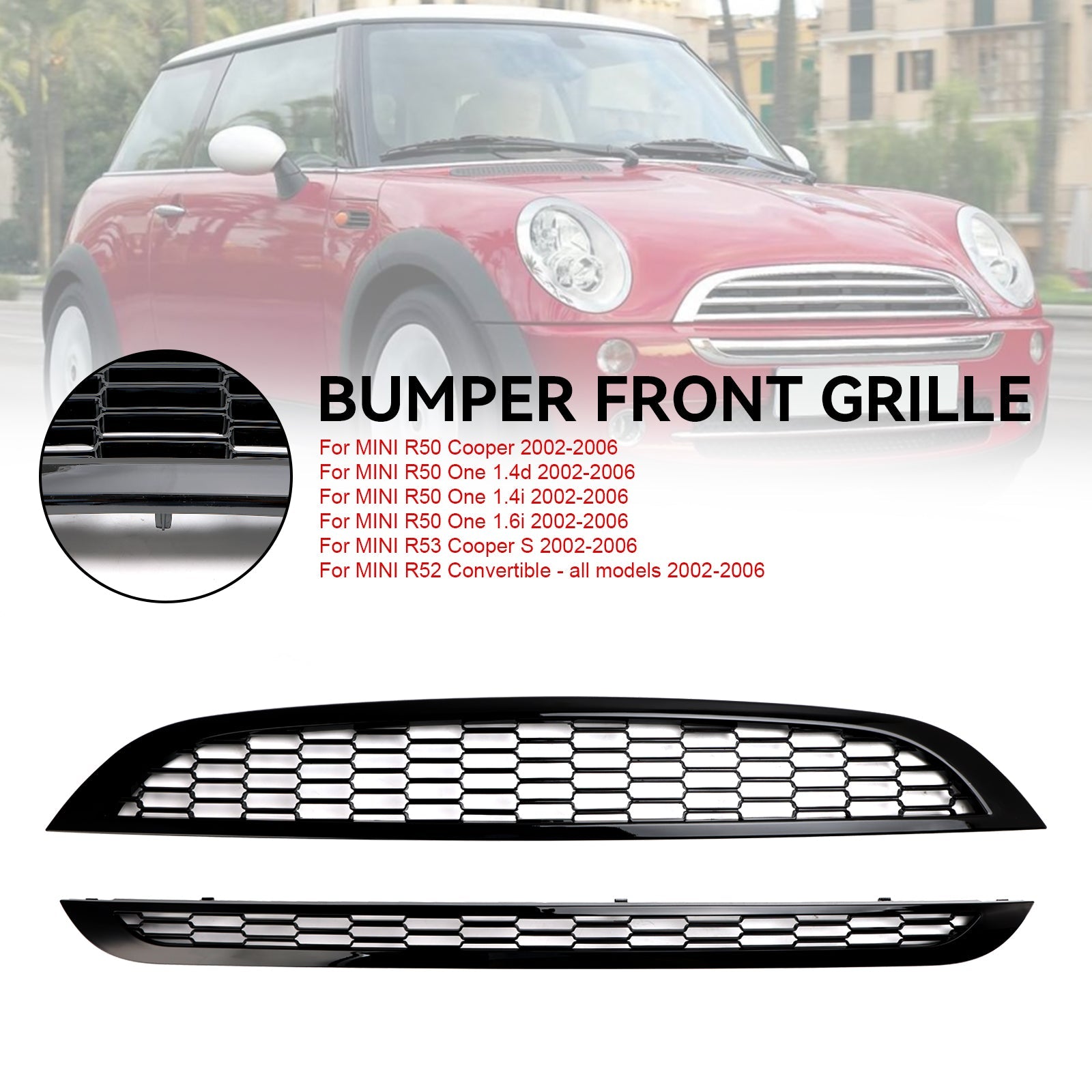 Mini Cooper R50 R52 R53 2002-2006 2PCS Honeycomb Mesh Front Grill Grille