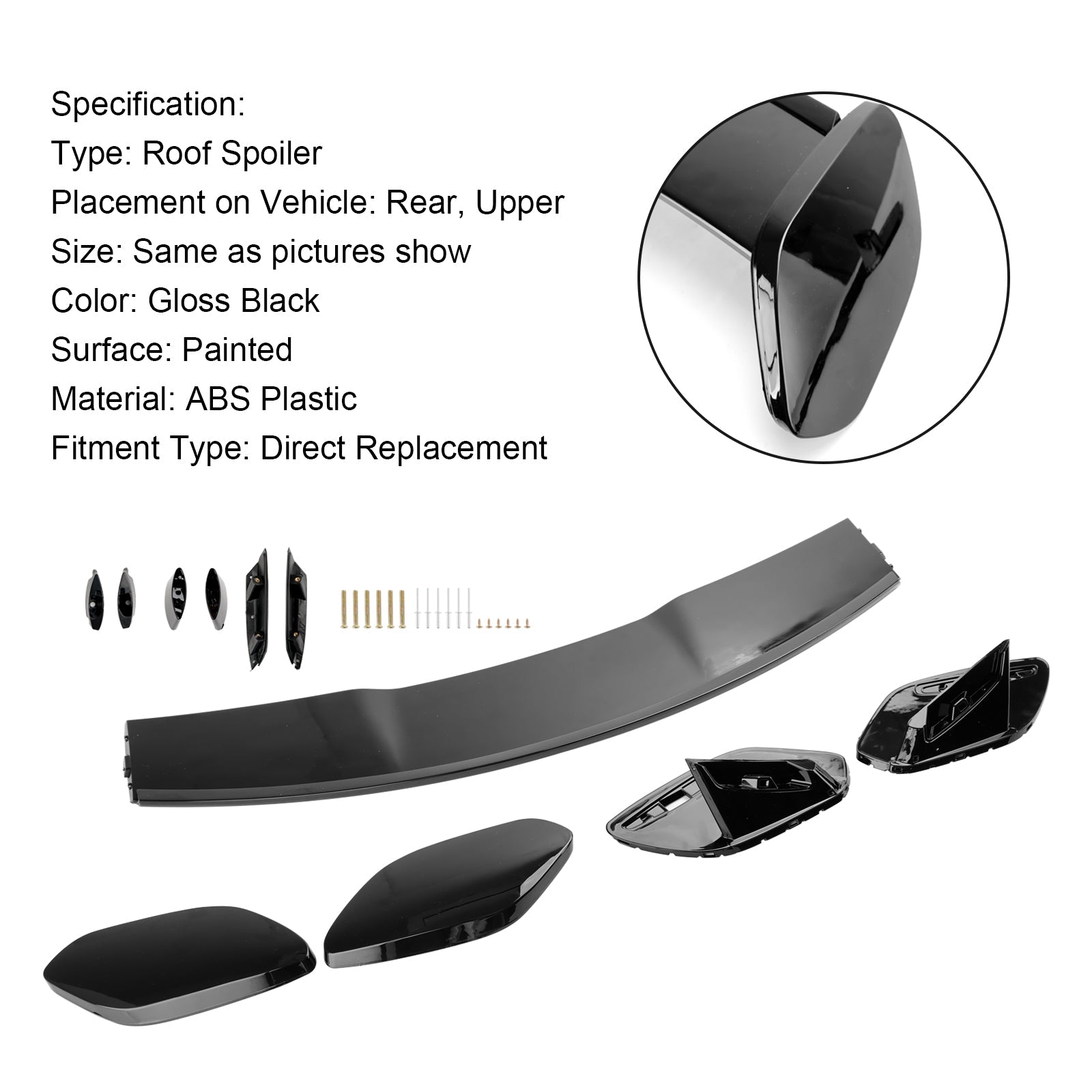 Gloss Black Rear Boot Spoiler Roof Fit Mercedes A-Class W177 A45 A35