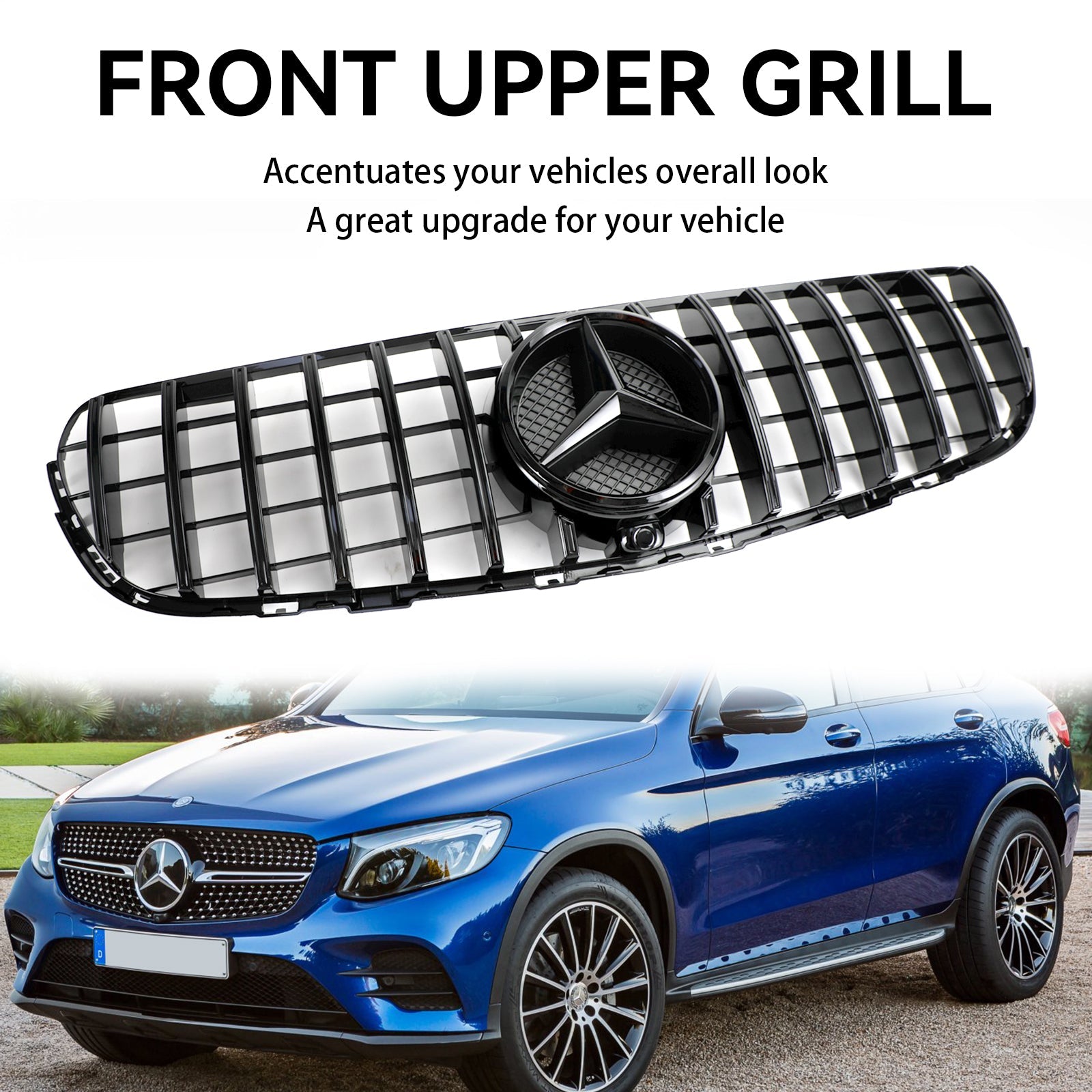 Mercedes Benz GLC X253 C253 2015-2019 Front Bumper Grille Grill Gloss Black
