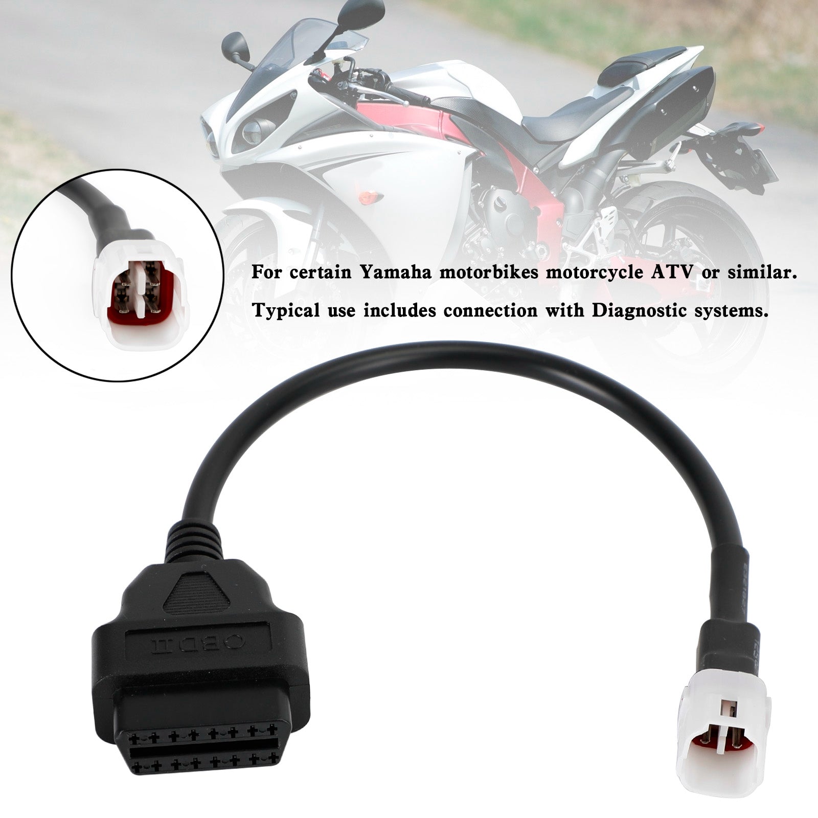 Conector adaptador de diagnóstico de Cable Yamaha R1 R6 MT09 de 4 pines a OBD2