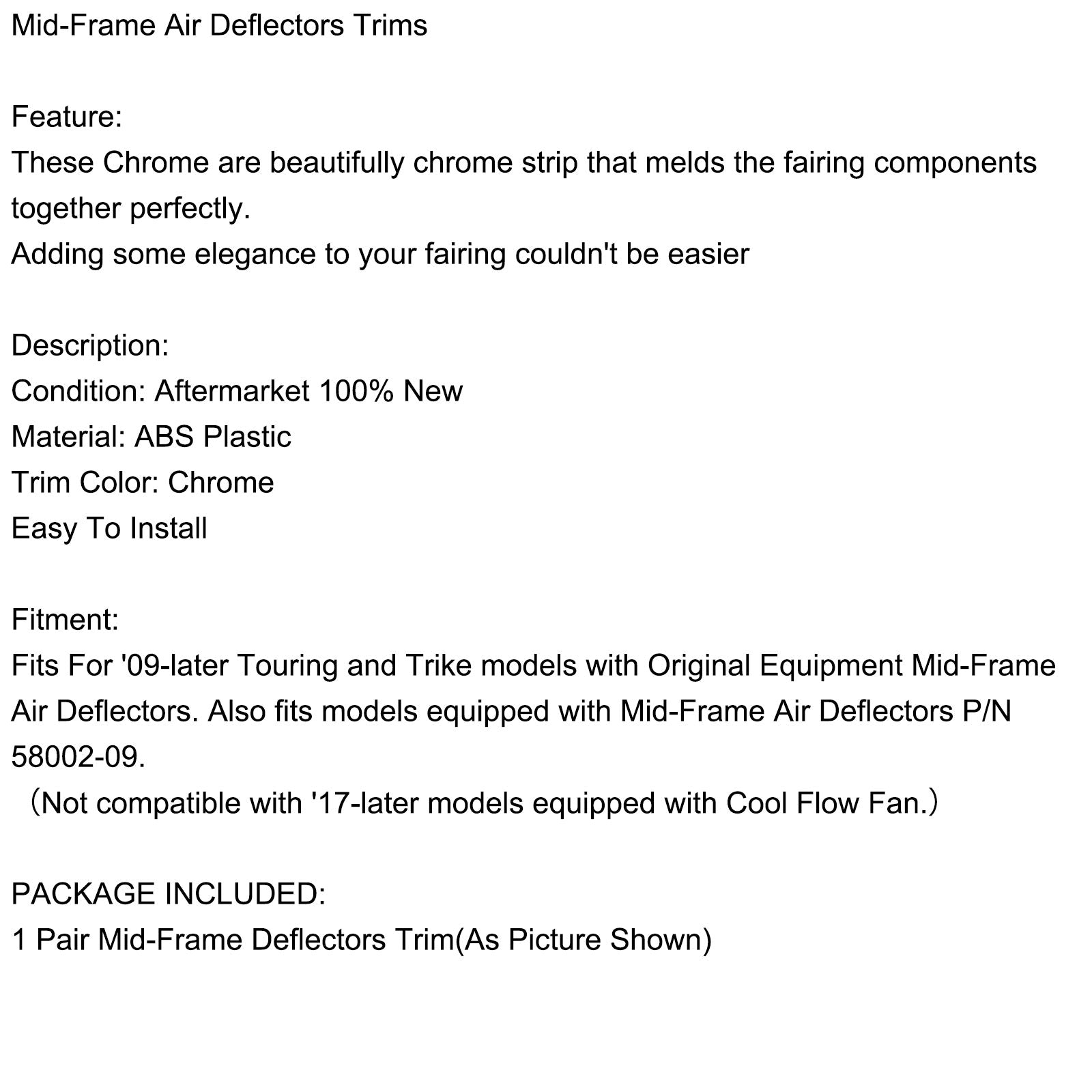 Road Street Electra Glide 2009-2023 Chrome Mid-Frame Air Deflectors Trims