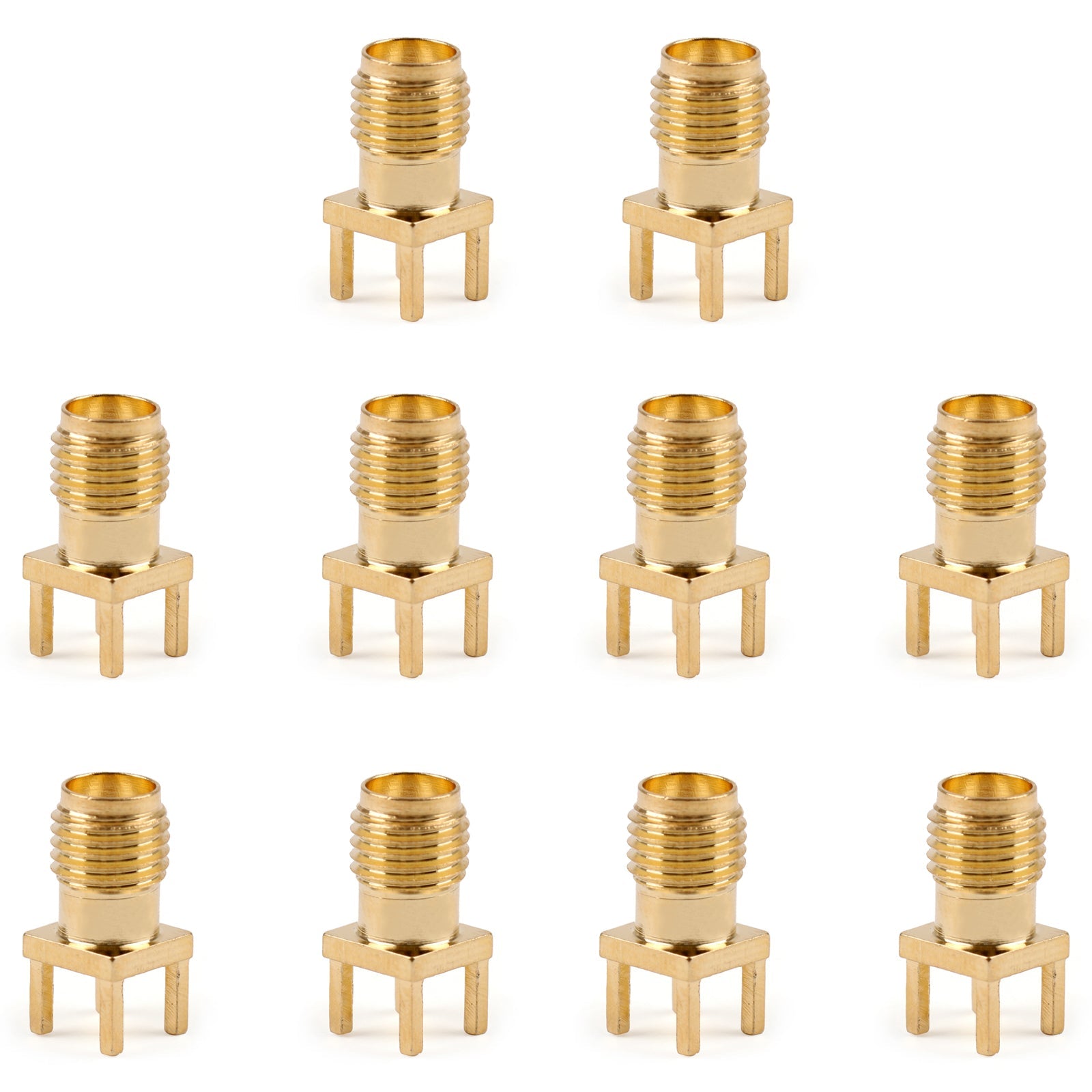 10x SMA Female Jack Solder PCB Board Mount Straight RF Connector Positive Feet