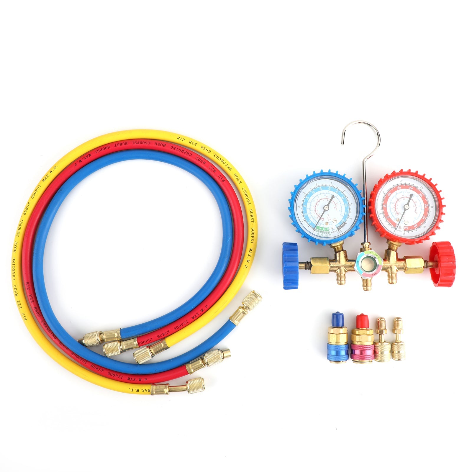 R410A R22 Manifold Gauge Set AC A/C Color Hose Air Conditioner HVAC 66"