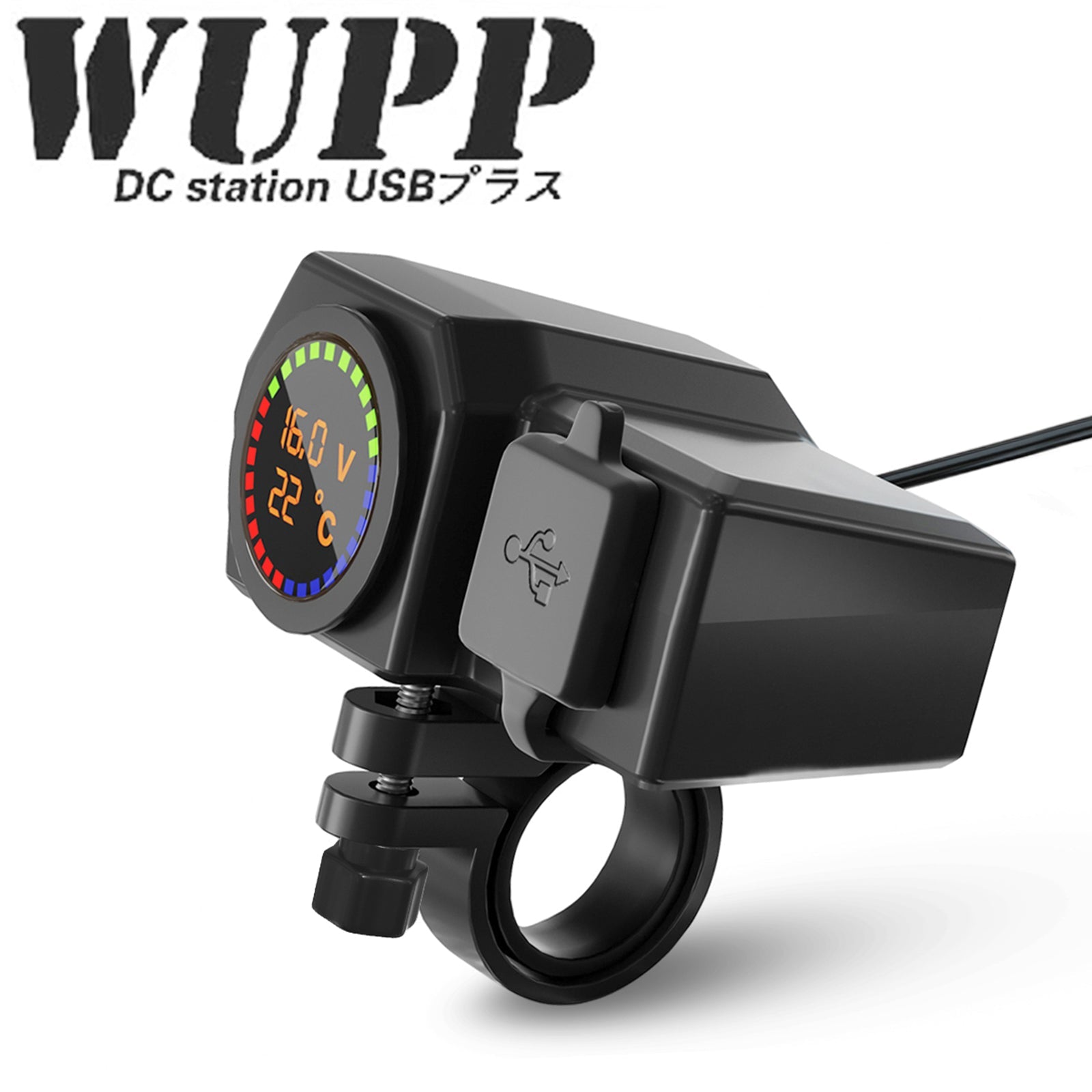 Qc3.0 전압계 휴대폰 충전 브래킷 온도계 오토바이 스쿠터용 BlackB 일반