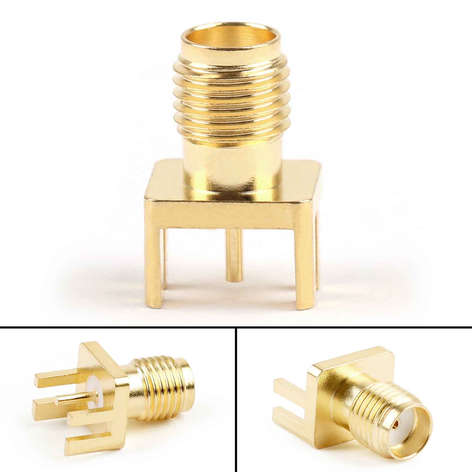 10Pcs SMA Female Nut Bulkhead Solder Deck PCB Clip Edge Mount Connector 8x9mm