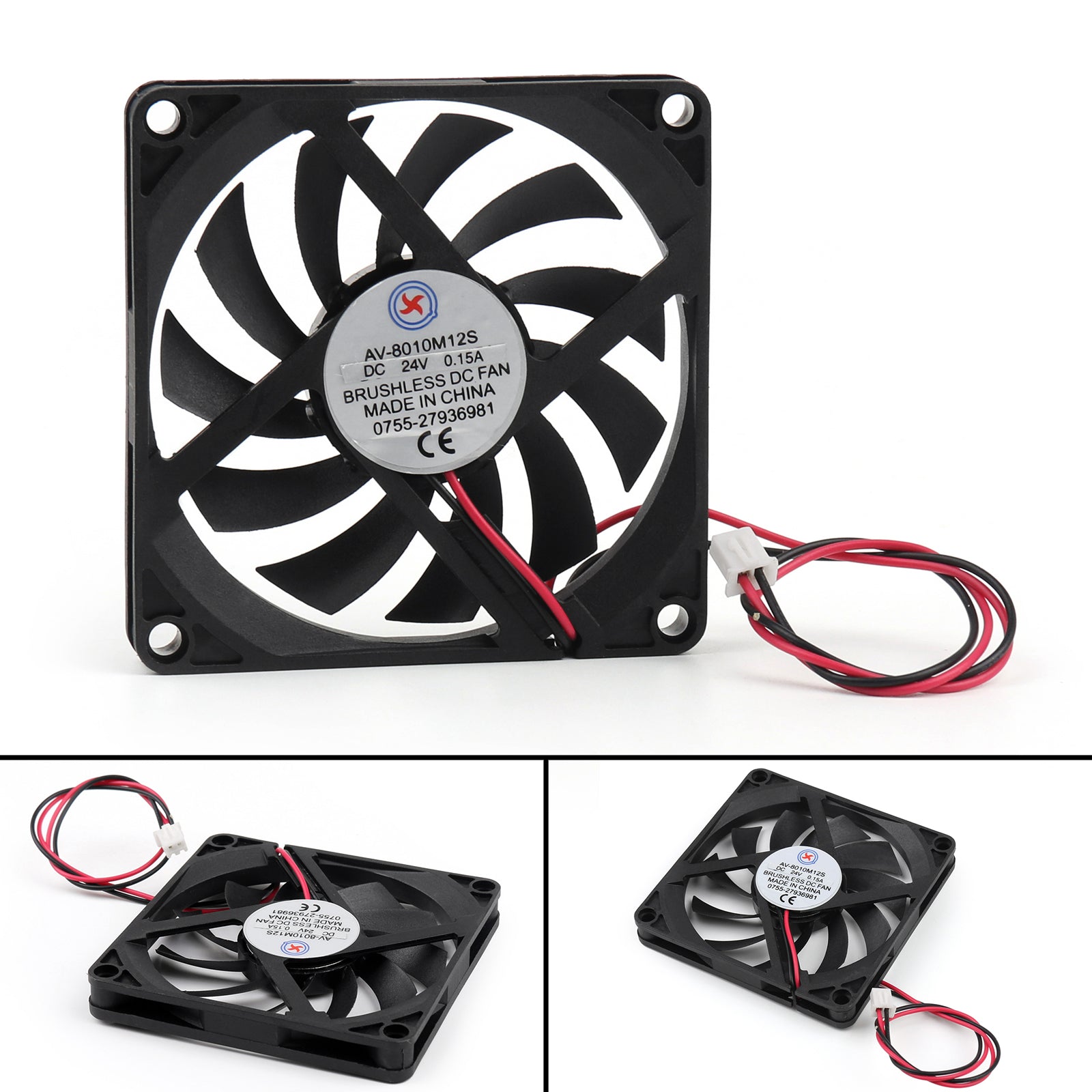 4Pcs DC Brushless Cooling Fan 24V 0.15A 8010S 80x80x10mm 2 Pin CUP Computer Fan