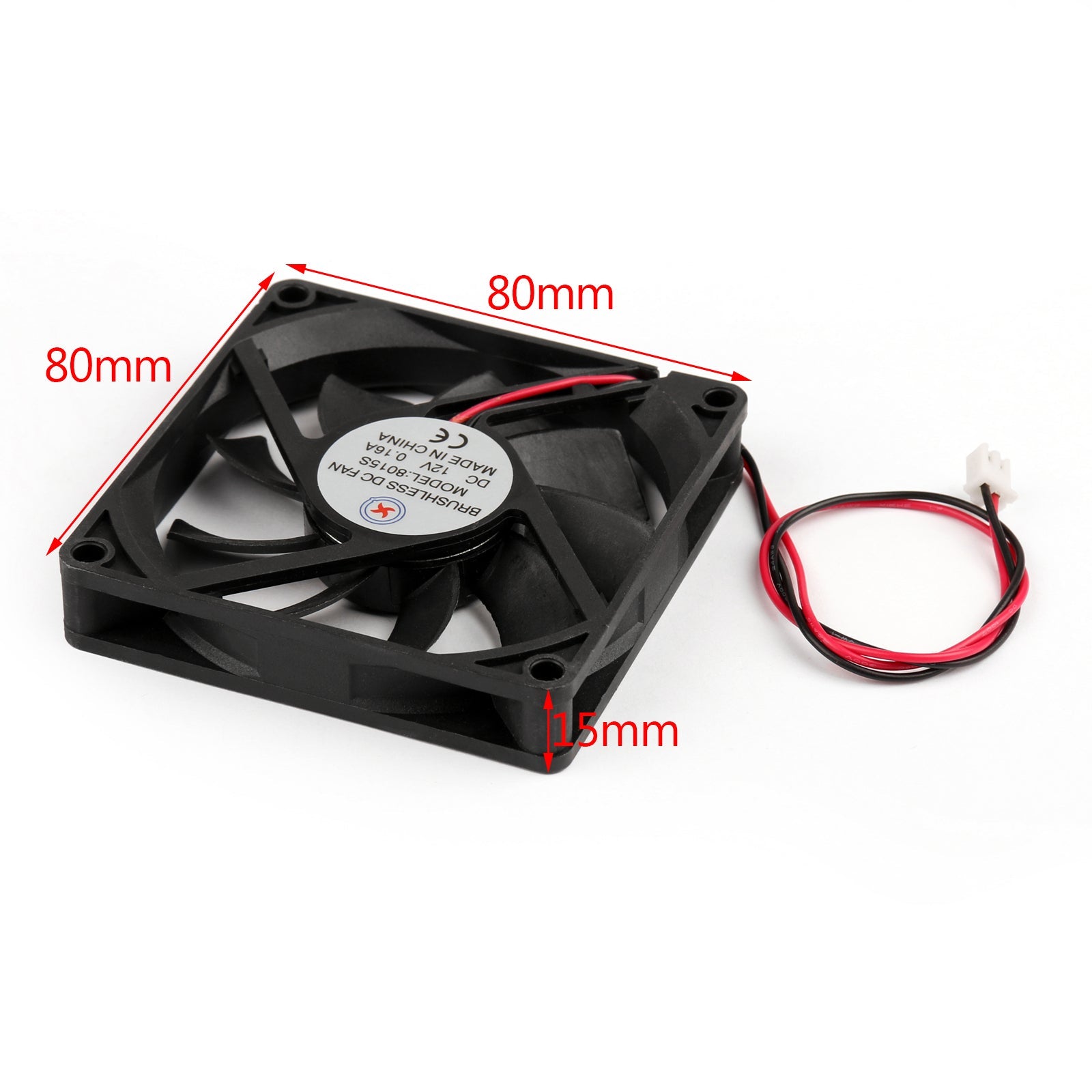 1개 DC 브러시리스 냉각 PC 컴퓨터 팬 12V 8015s 80x80x15mm 0.16A 2핀 와이어