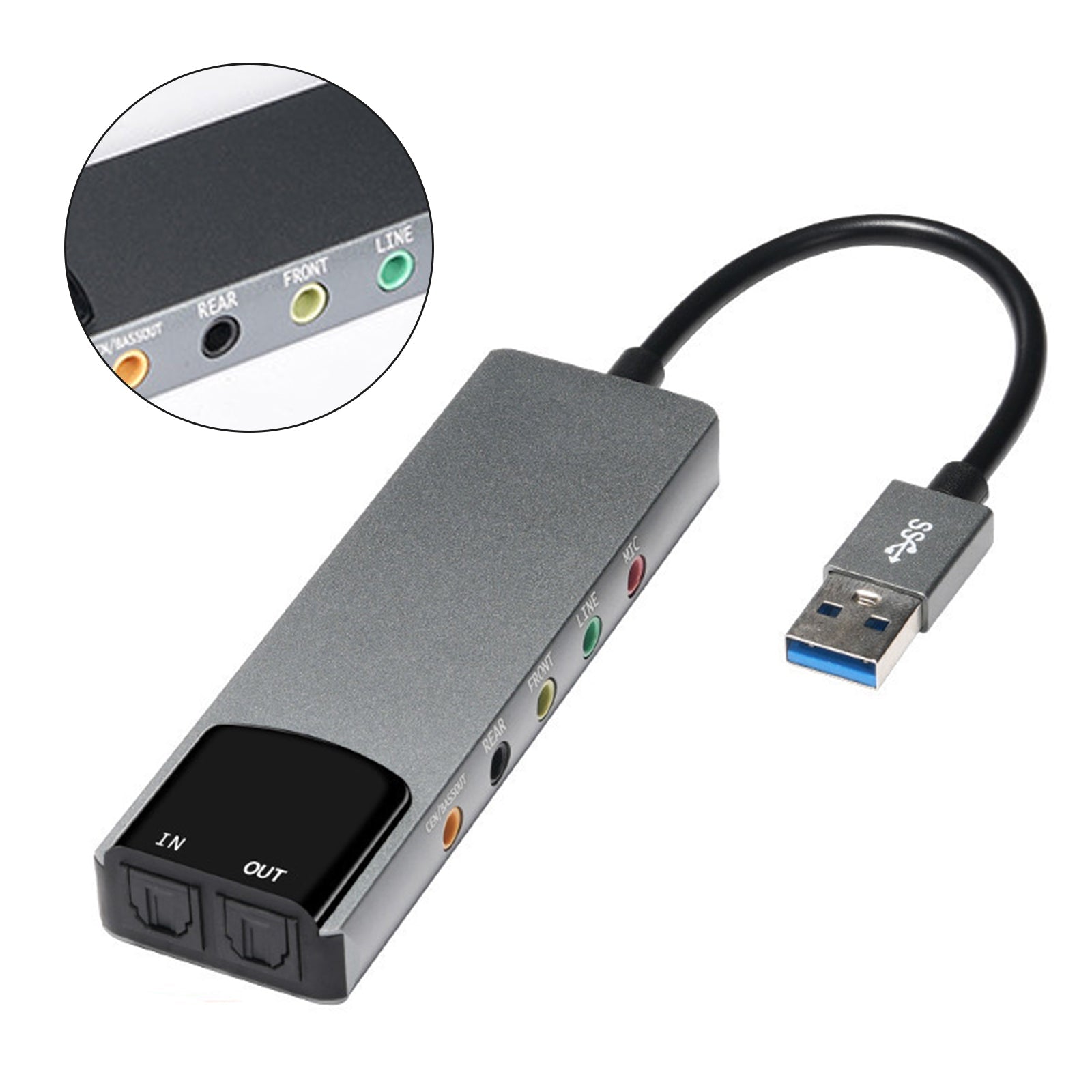 New aluminum alloy USB optical fiber SPDIF sound card computer external multi-function supports AC-3 DTS 5.1 channel