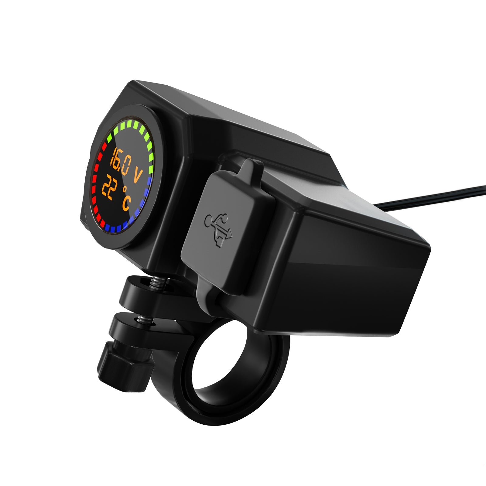Qc3.0 전압계 휴대폰 충전 브래킷 온도계 오토바이 스쿠터용 BlackB 일반