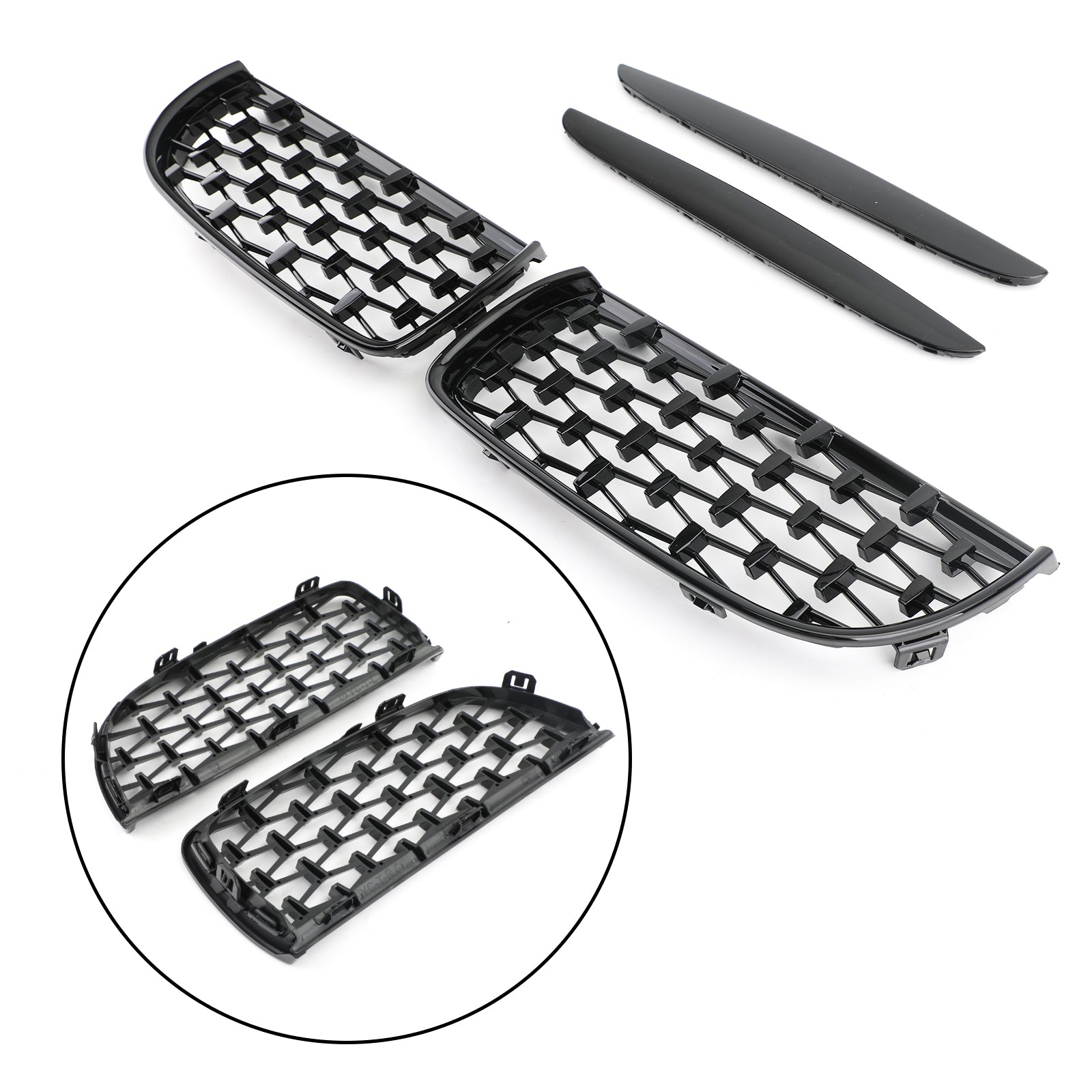 BMW E90 Serie 3 Sedan 2005-2008 Parrilla de malla tipo riñón negra Meteor