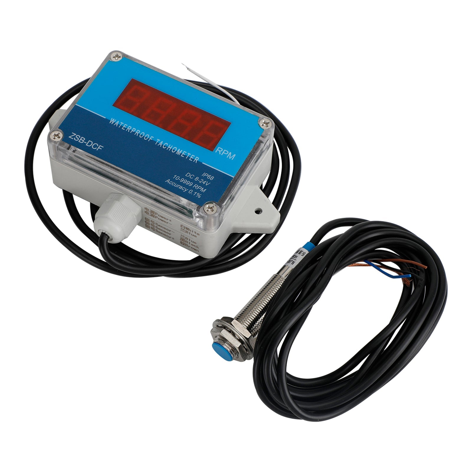 DC 8-24V Hall Tacómetro Digital LED Motor Medidor de velocidad Probador IP68 a prueba de agua