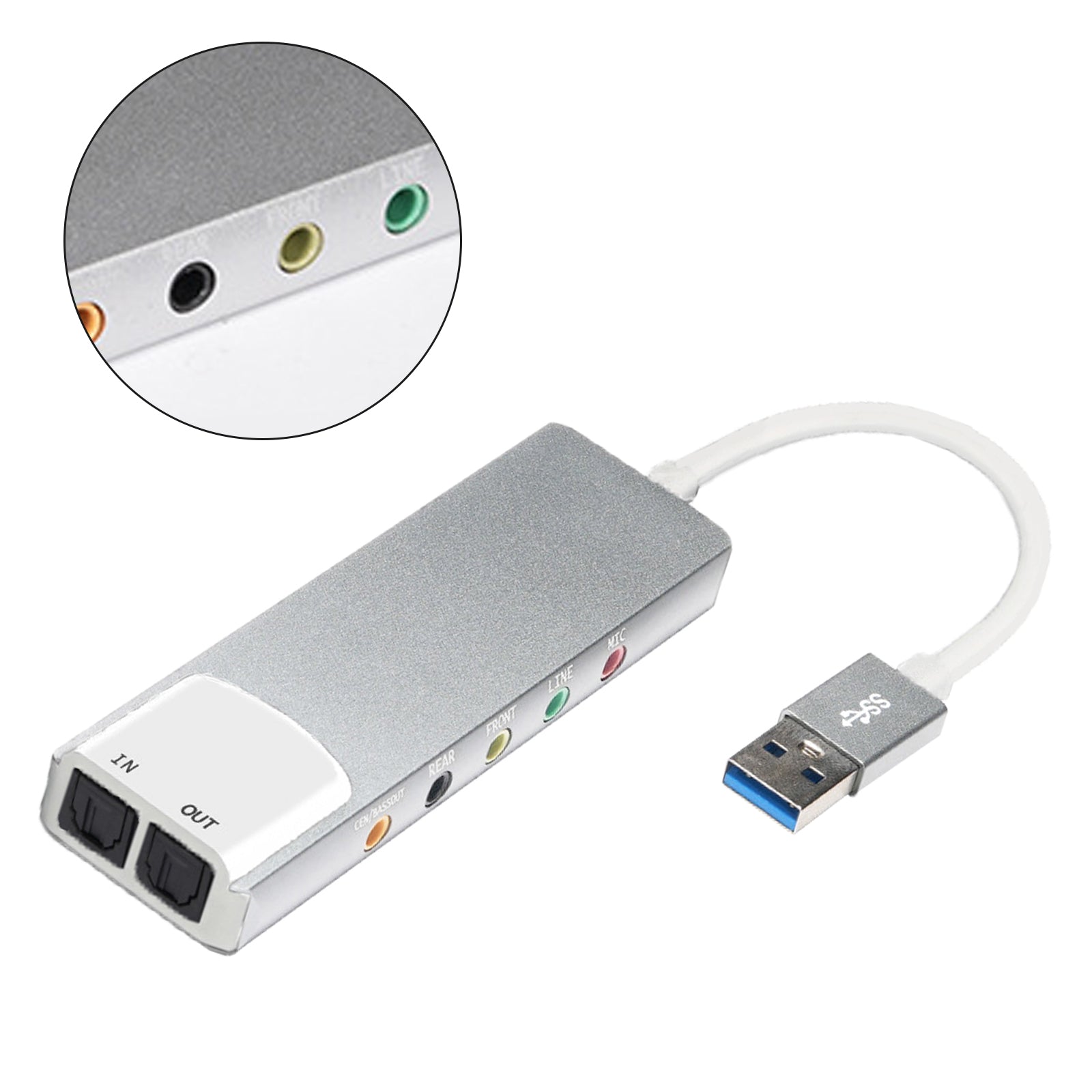 New aluminum alloy USB optical fiber SPDIF sound card computer external multi-function supports AC-3 DTS 5.1 channel